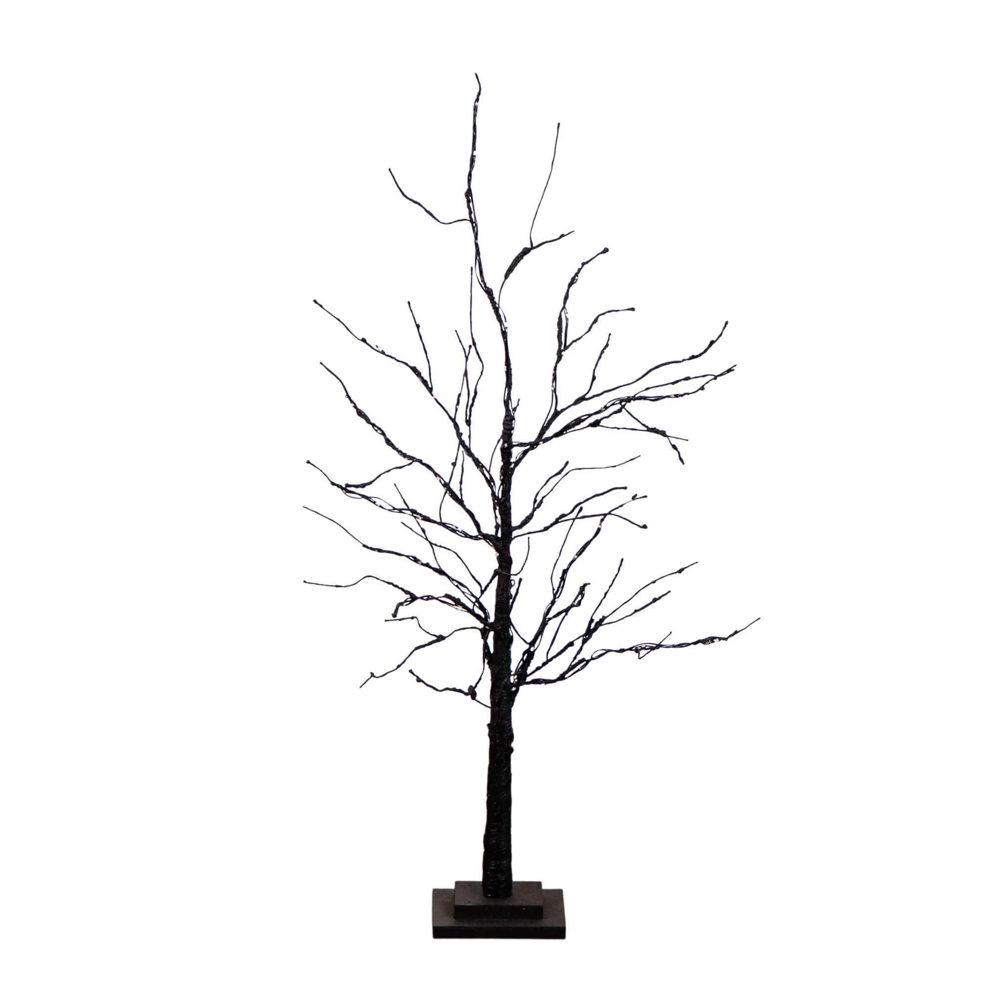 3ft. Pre-Lit Halloween Black Twig Artificial Tree with 80 Orange &#x26; Purple LED Lights