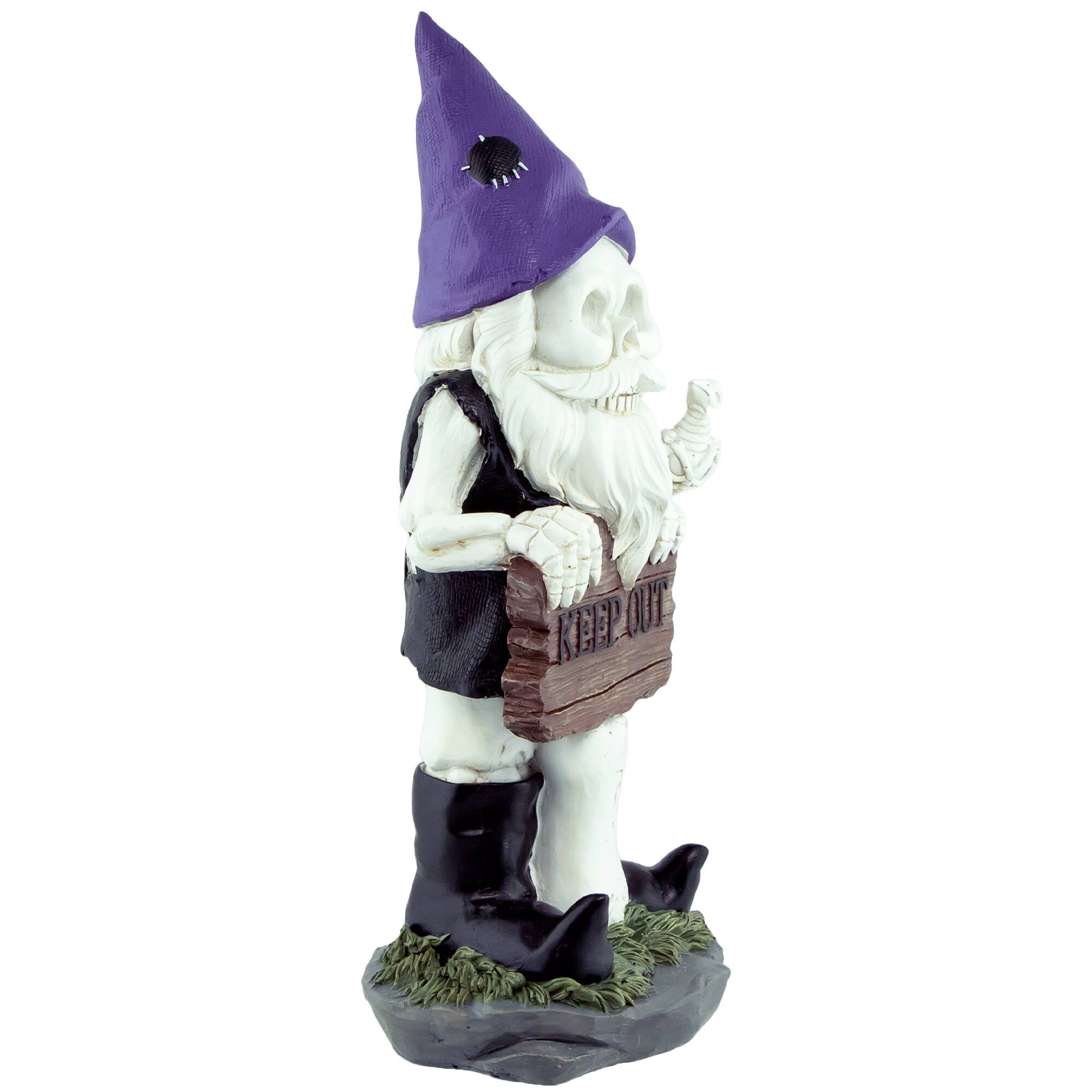 11.75" Gnome Skeleton "Keep Out" Halloween Decoration