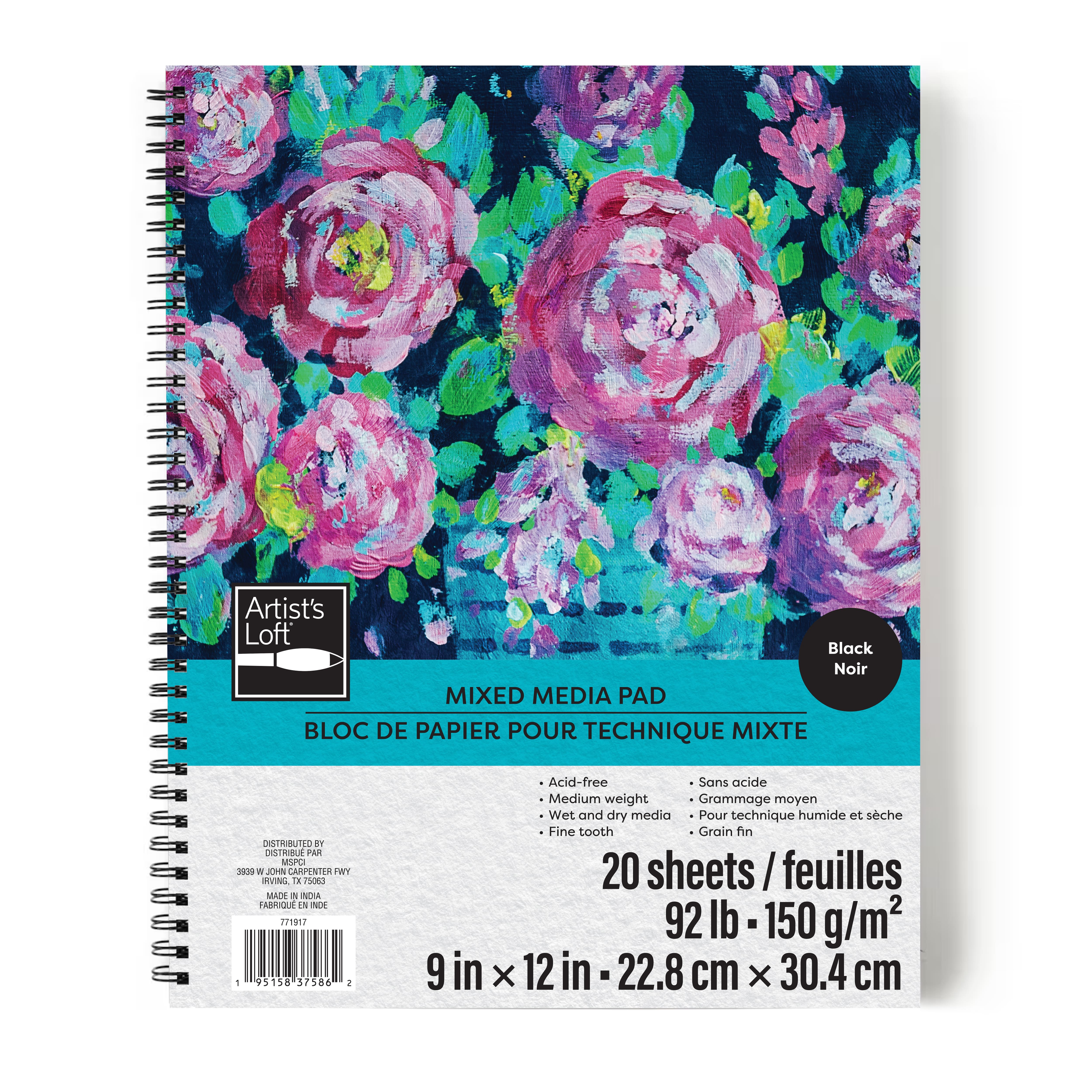 9&#x22; x 12&#x22; Black 92lb. Mixed Media Pad by Artist&#x27;s Loft&#xAE;