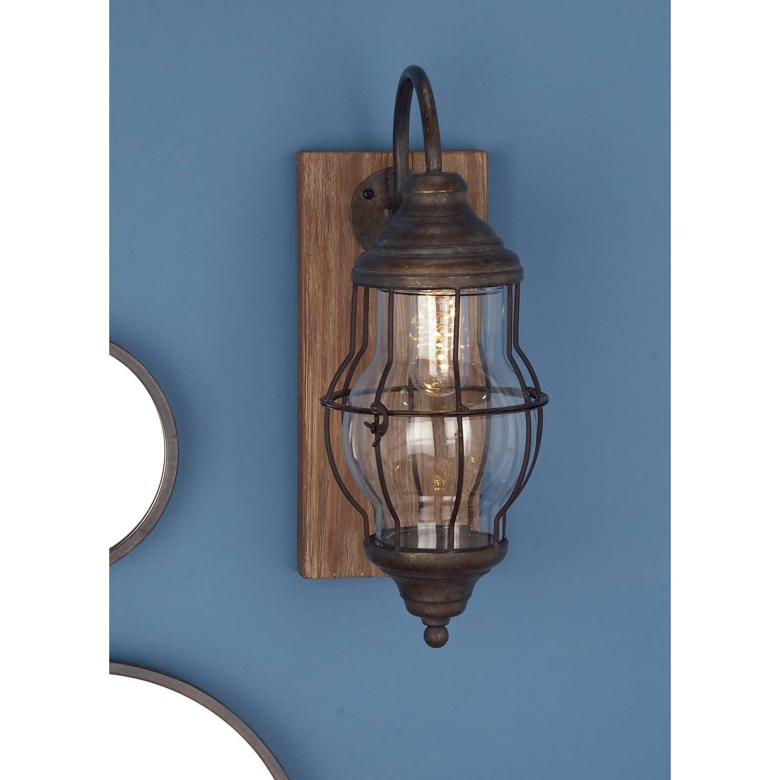 17&#x22; Brown Iron Industrial LED Wall Sconce