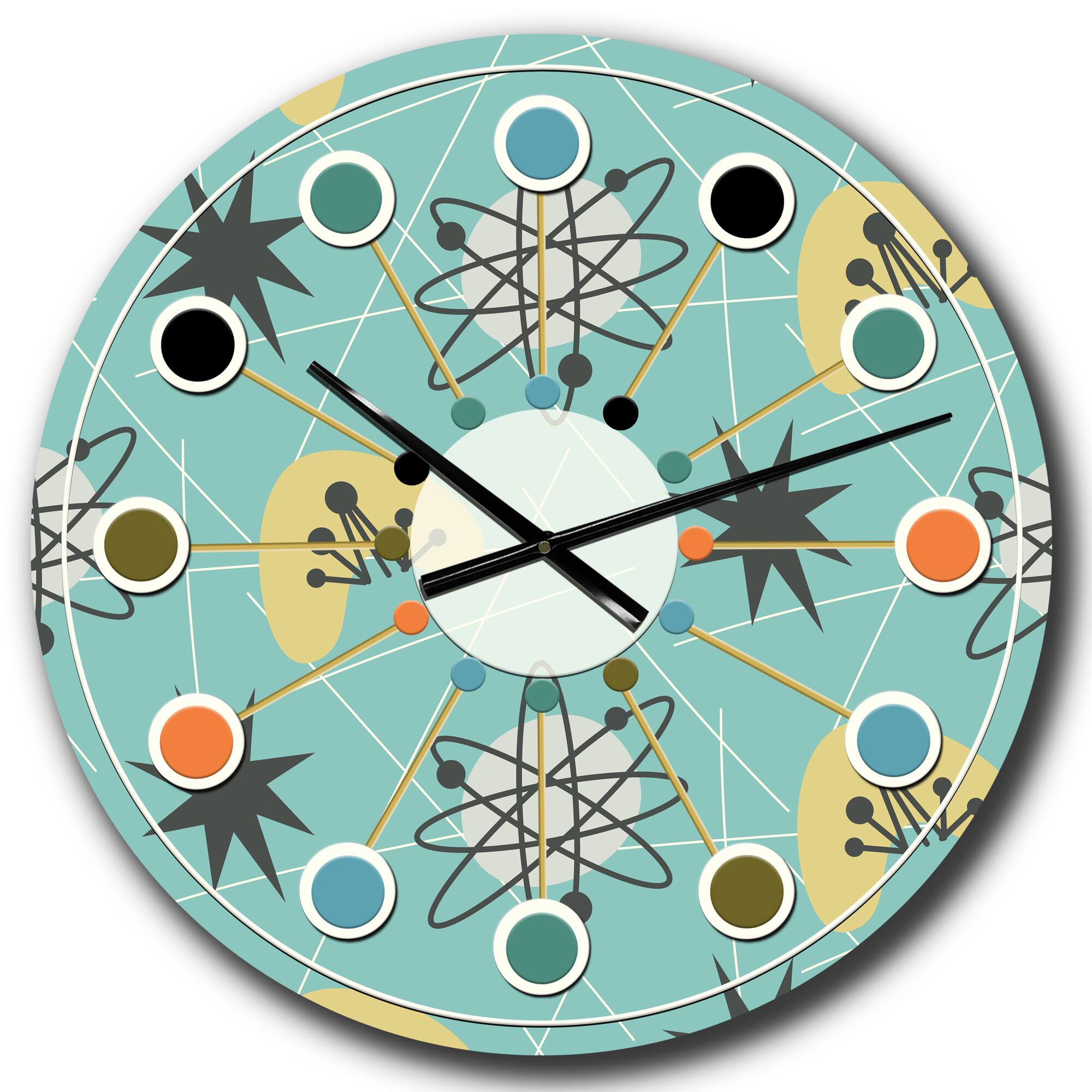 Designart &#x27;1950 Retro Pattern I Mid-Century Modern Wall Clock