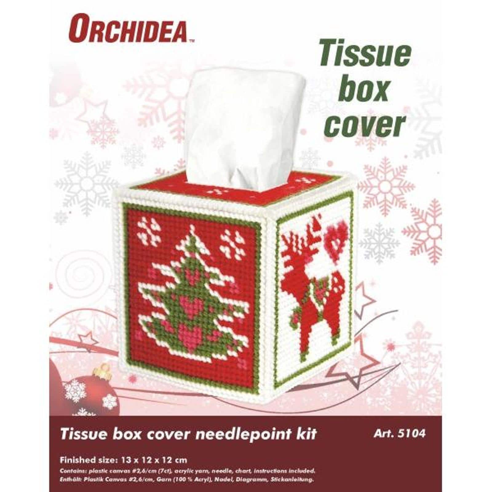 Orchidea Tissue Box Cover - Needlepoint (Halfstitch) Kit Christmas Time
