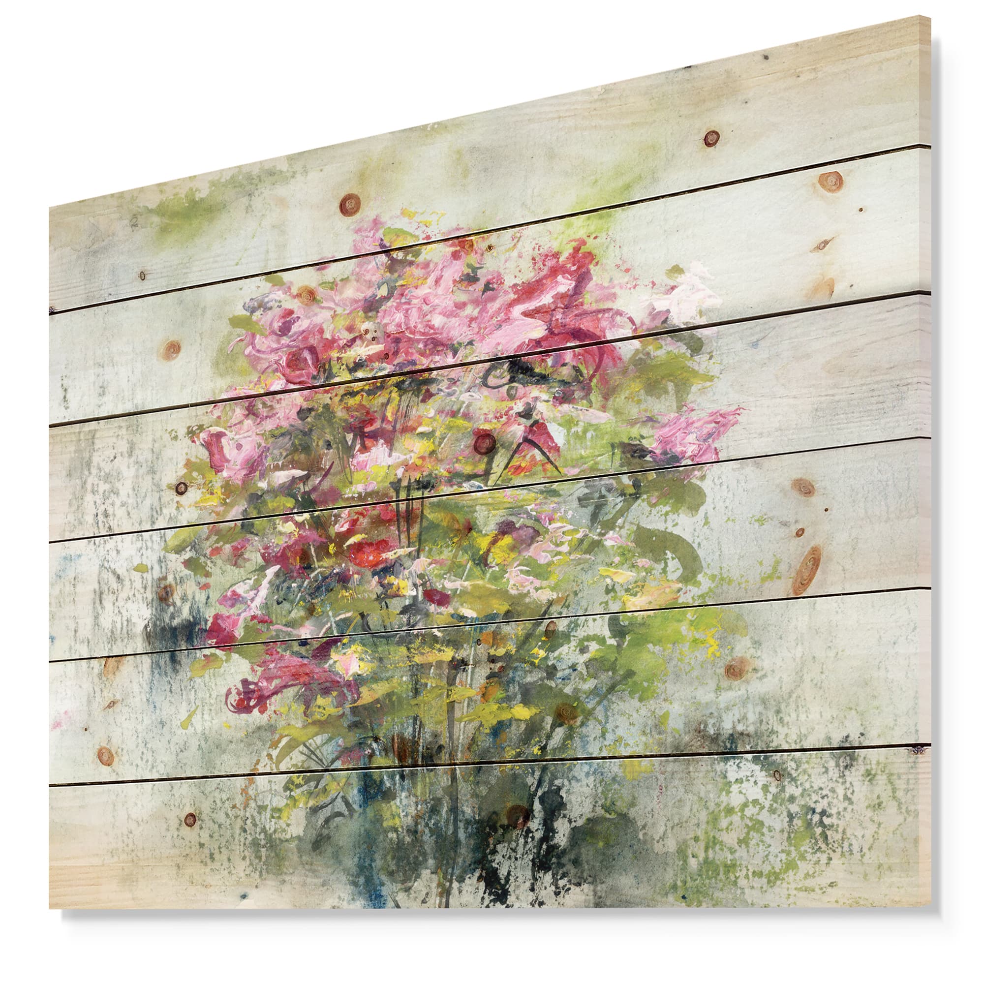 Designart - Bouquets Of Roses Painting Art - Floral Print on Natural Pine Wood