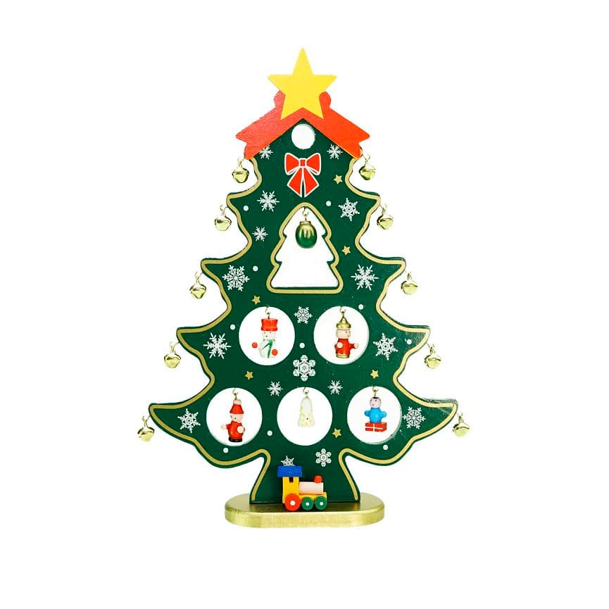 11.25" Christmas Tree Cut-Out with Miniature Ornaments