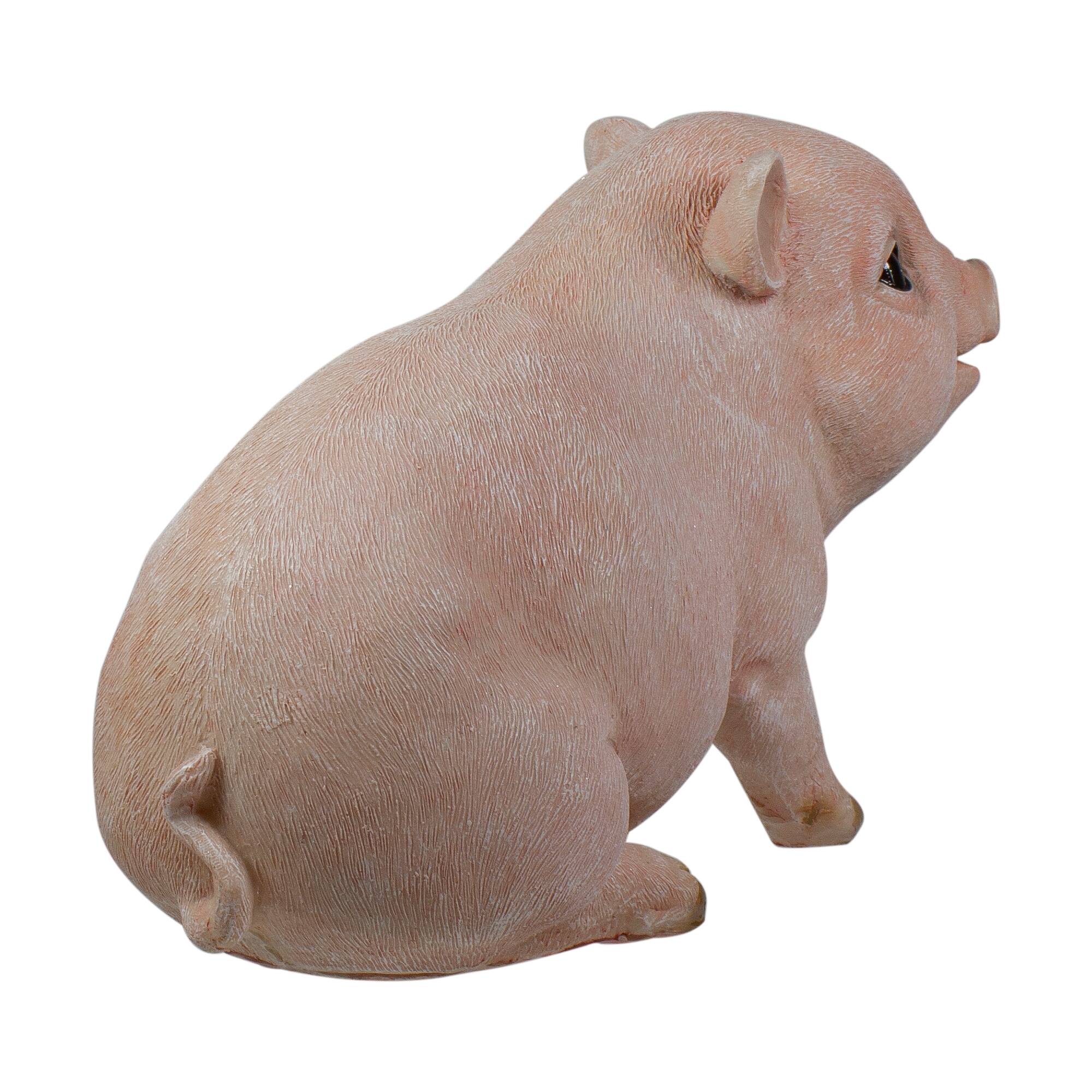 12.5&#x22; Realistic Pink Piglet Outdoor Garden Statue