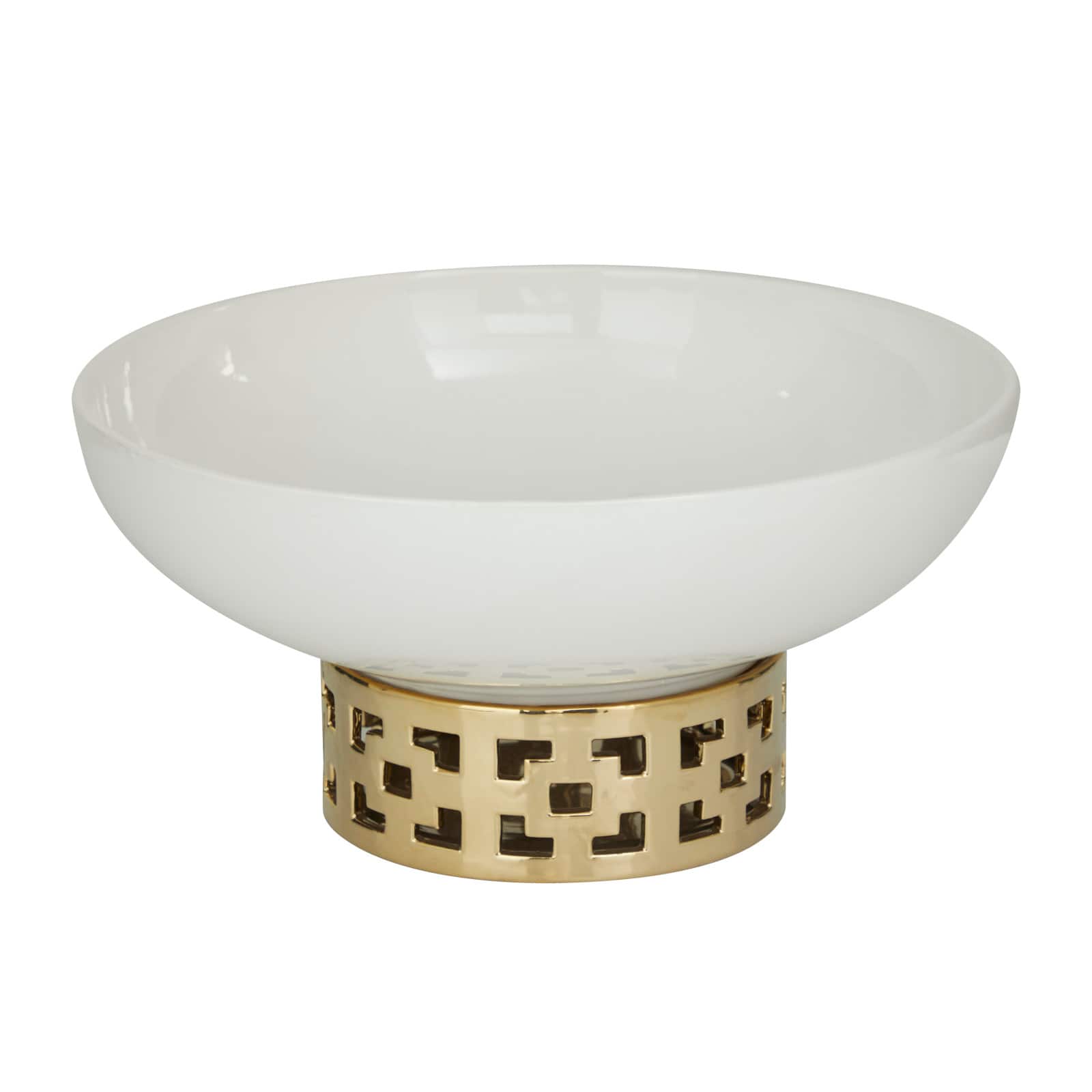 White Stoneware Glam Decorative Bowl, 7 x 11 x 11 By Cosmoliving By Cosmopolitan