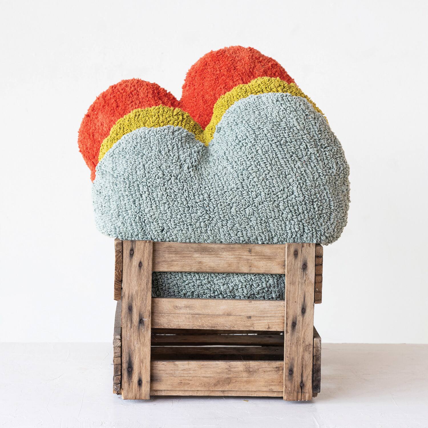 Hello Honey&#xAE; Red, Yellow &#x26; Blue Cotton Tufted Heart Pillow Set