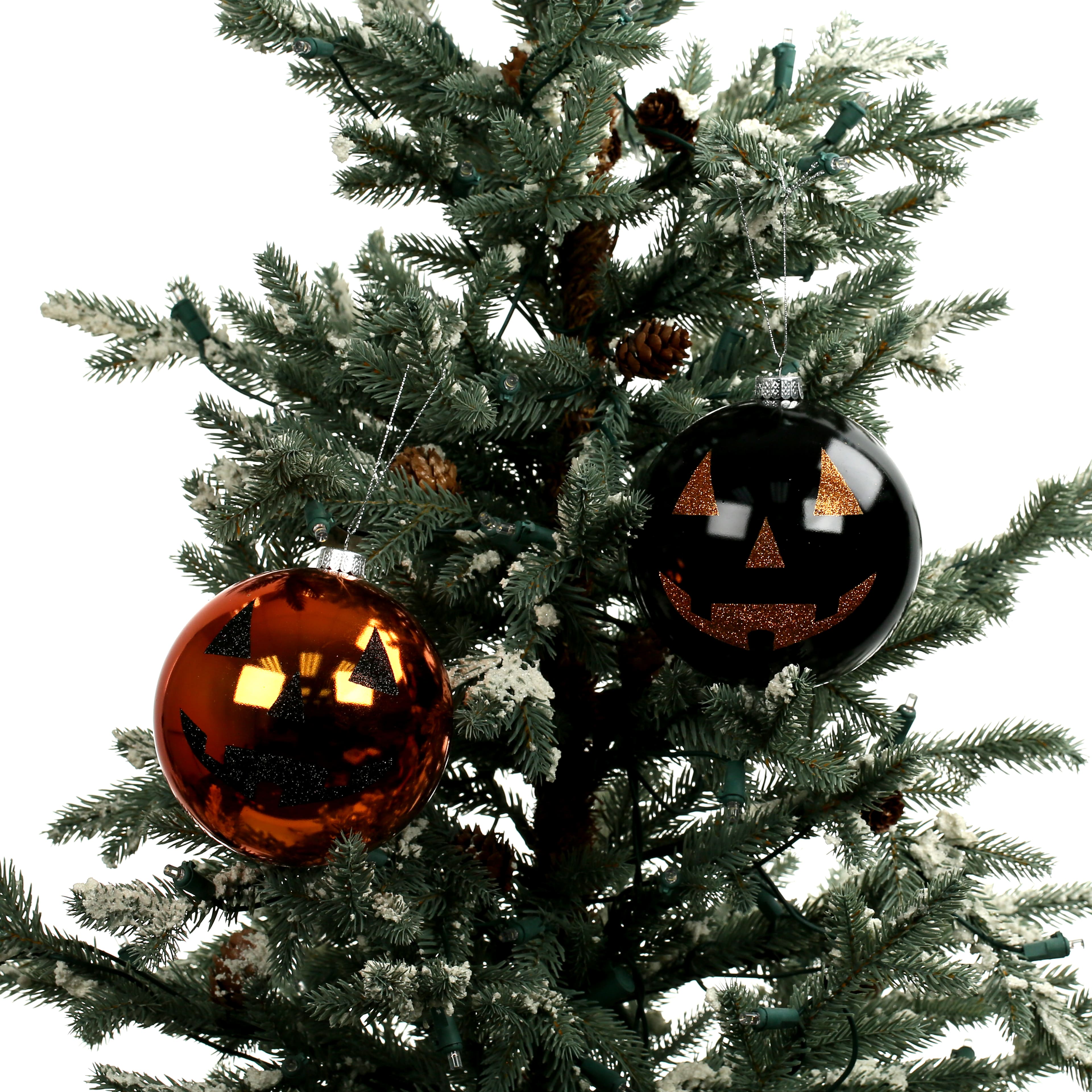 4.75&#x22; Orange &#x26; Black Jack-O&#x27;-Lantern Plastic Ball Ornament Set by Ashland&#xAE;