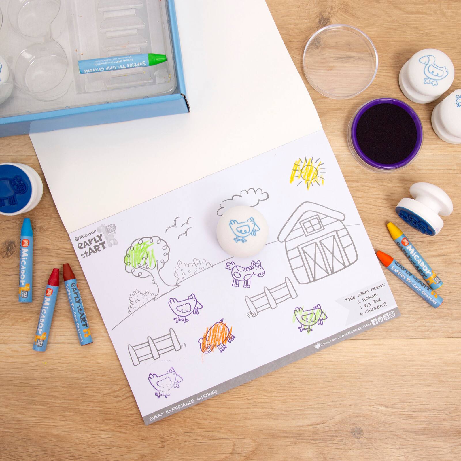 Micador® early stART® Stamp & Colour Barnyard Pack, 9ct.