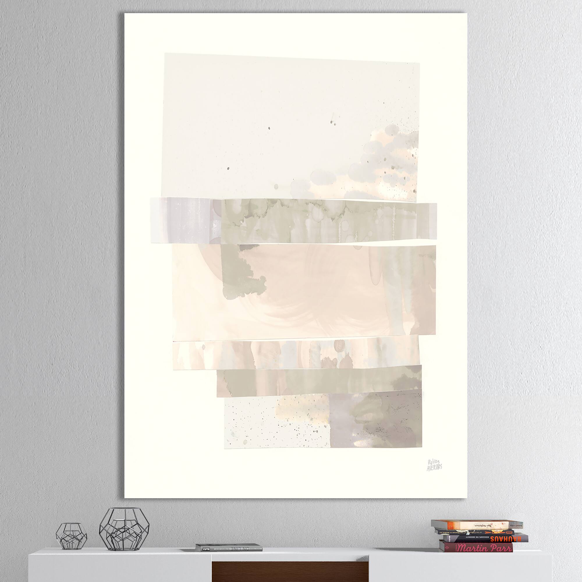 Designart - Geometric Neutral Form I - Shabby Chic Canvas Artwork