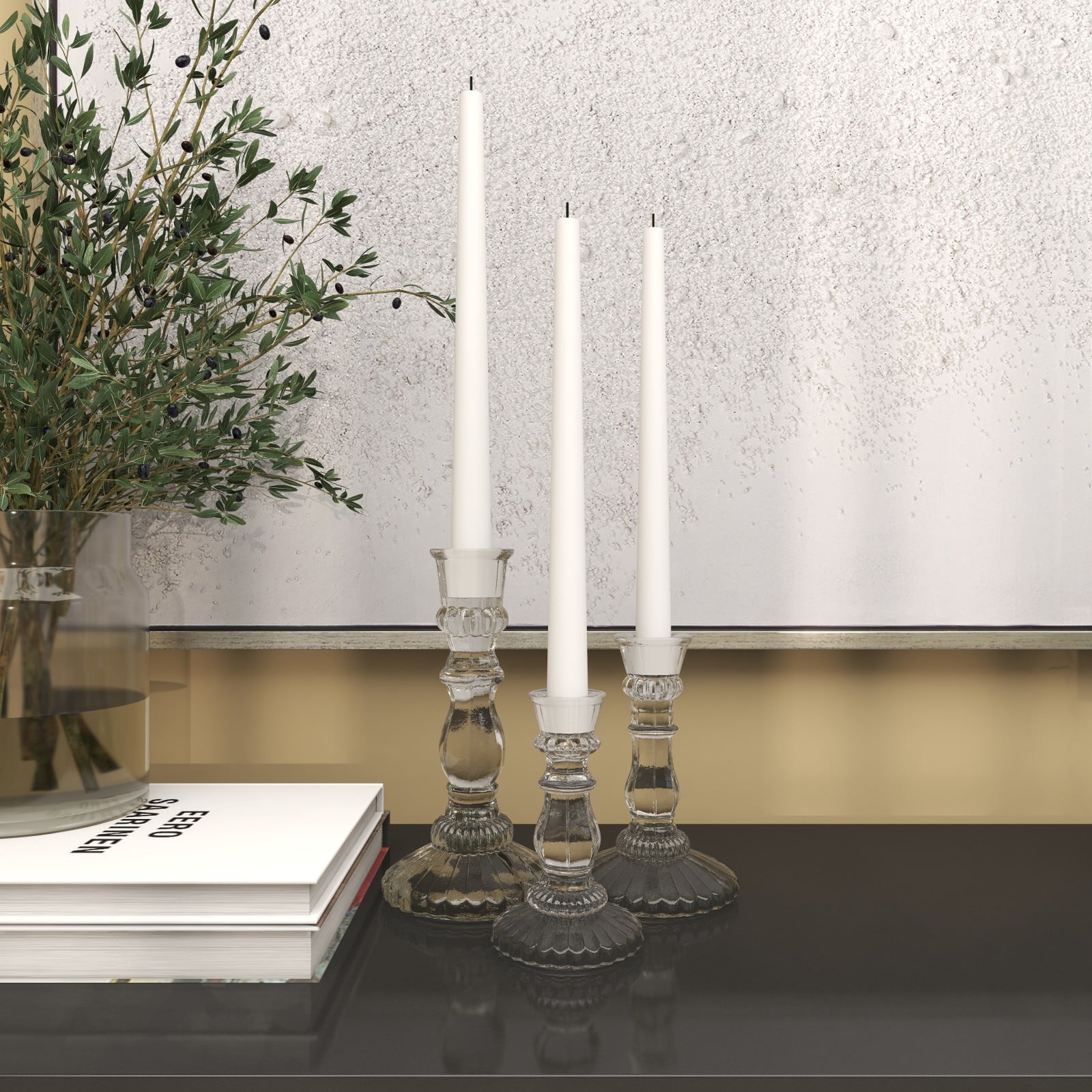 The Novogratz Clear Glass Candle Holder Set