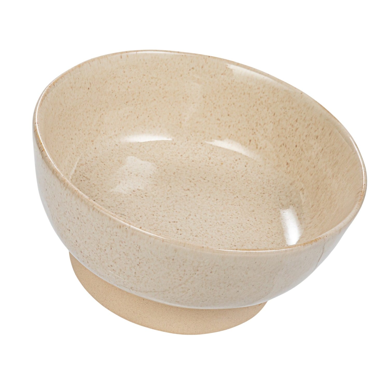Hello Honey® 7" Cream Speckled Glaze Stoneware Footed Bowl