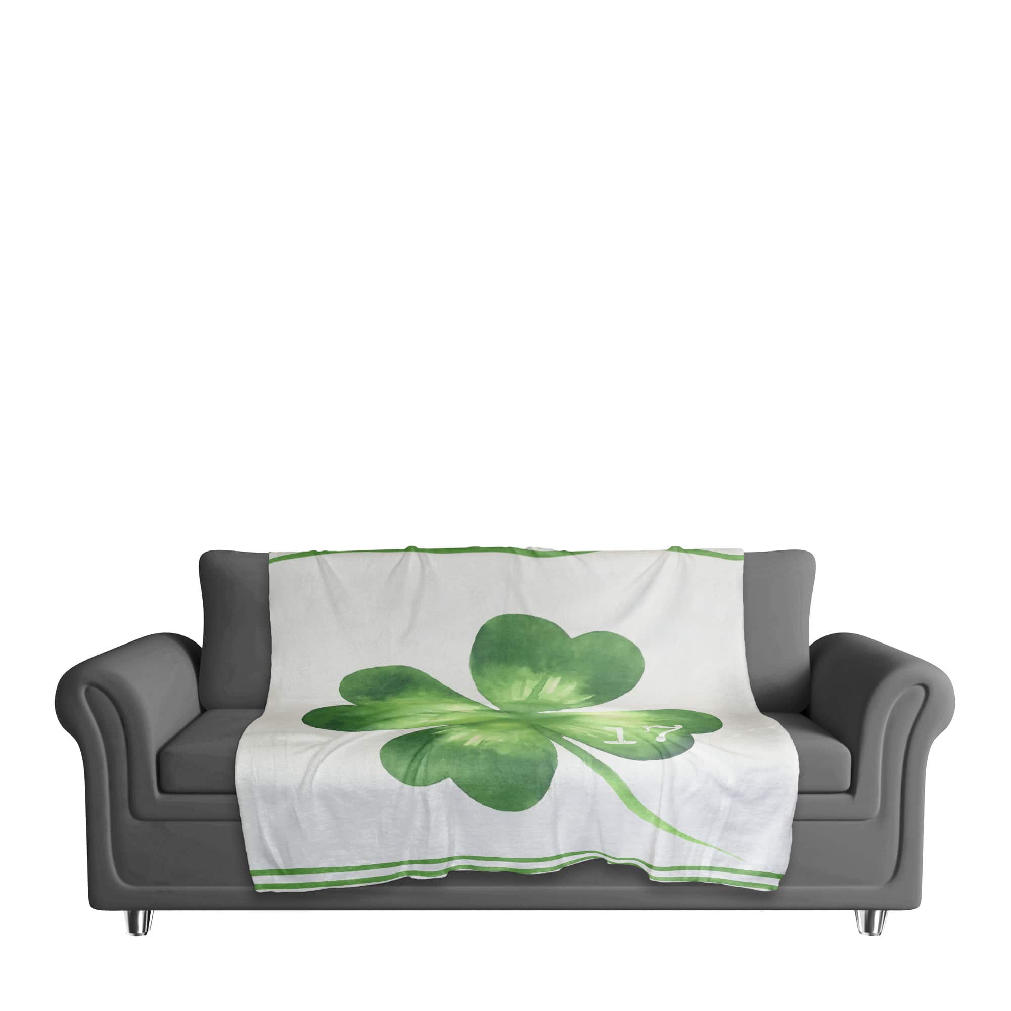Large Four Leaf Clover Date 50" x 60" Sherpa Fleece Blanket