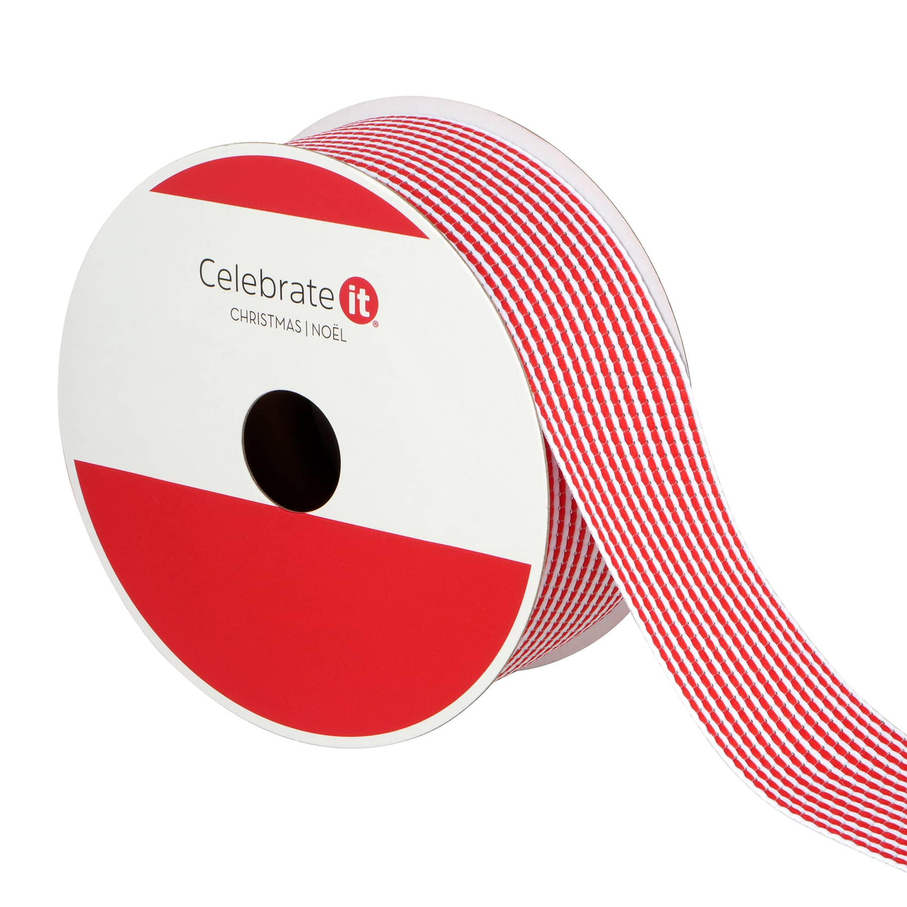 1.5&#x22; x 20ft. Red &#x26; White Vertical Stripes Ribbon by Celebrate It&#xAE;