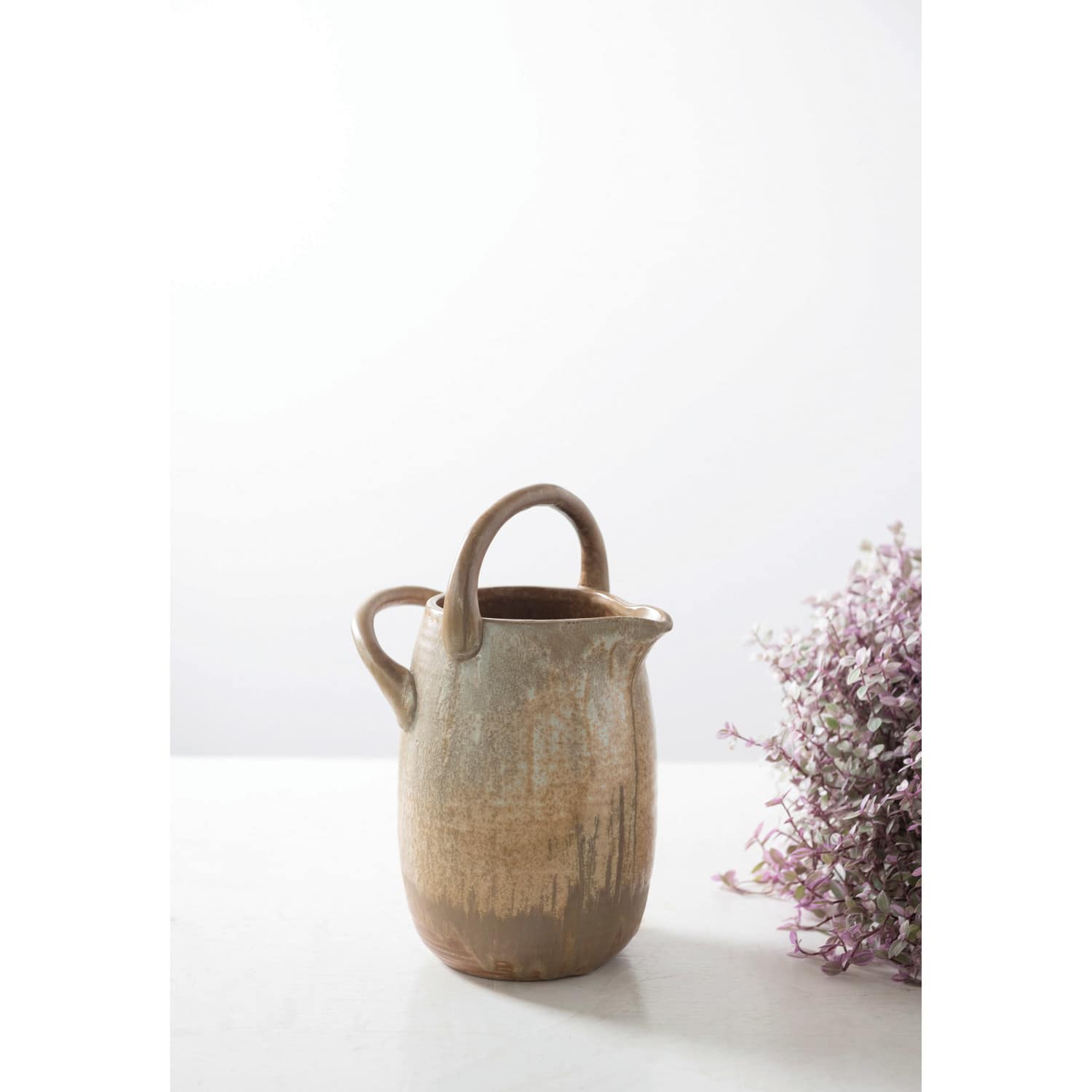 10&#x22; Reactive Glaze Stoneware Watering Pitcher with Handles