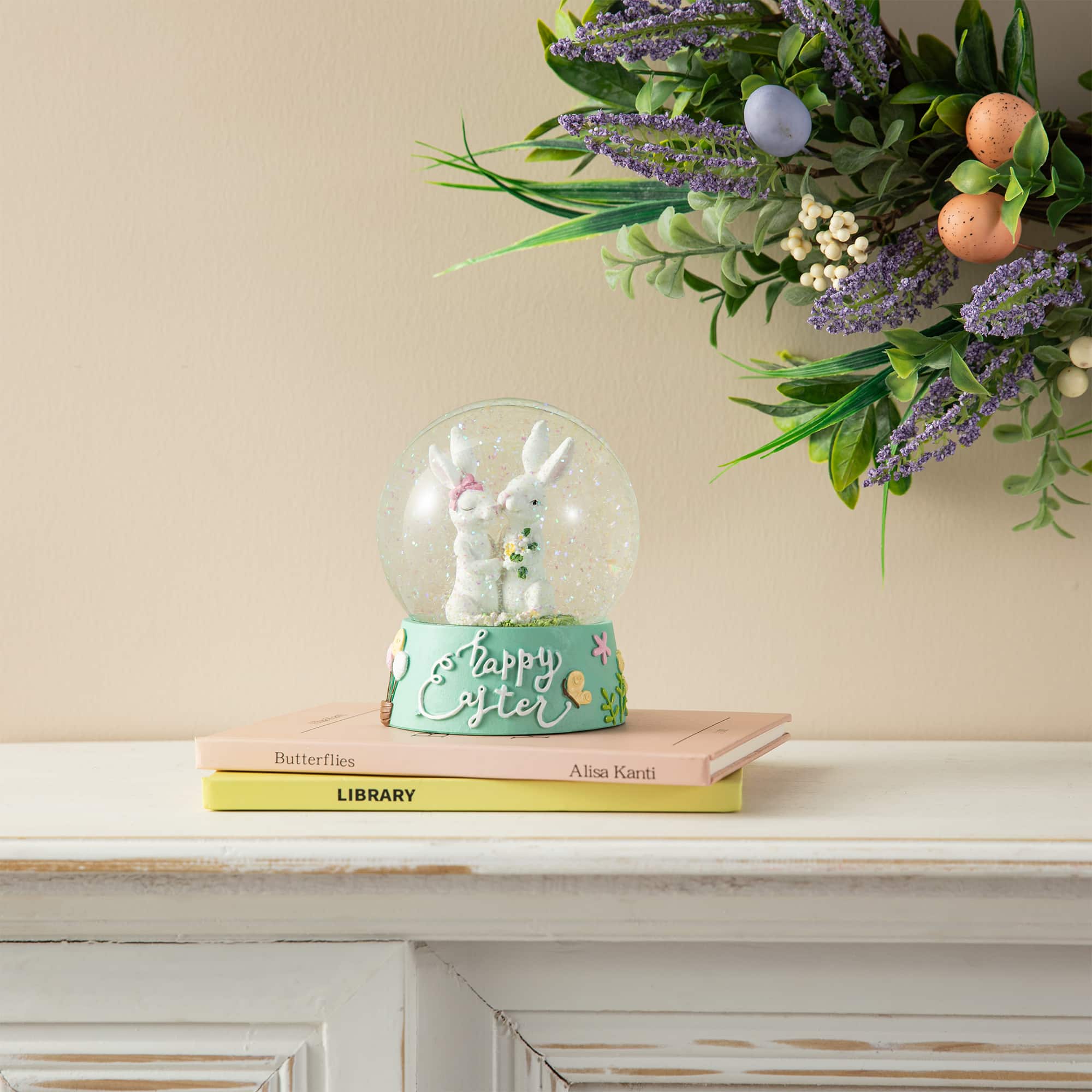 Glitzhome® 5" Easter Bunny Couple Waterglobe