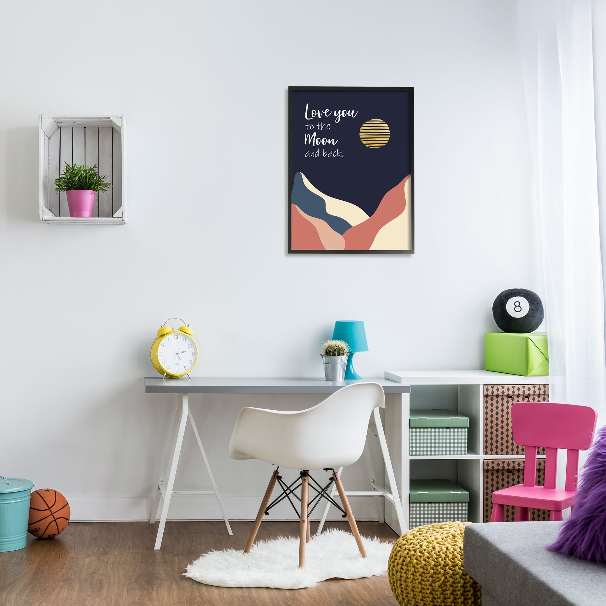 Stupell Industries Love You to Moon Phrase Night Sky Mountains in Black Frame Wall Art