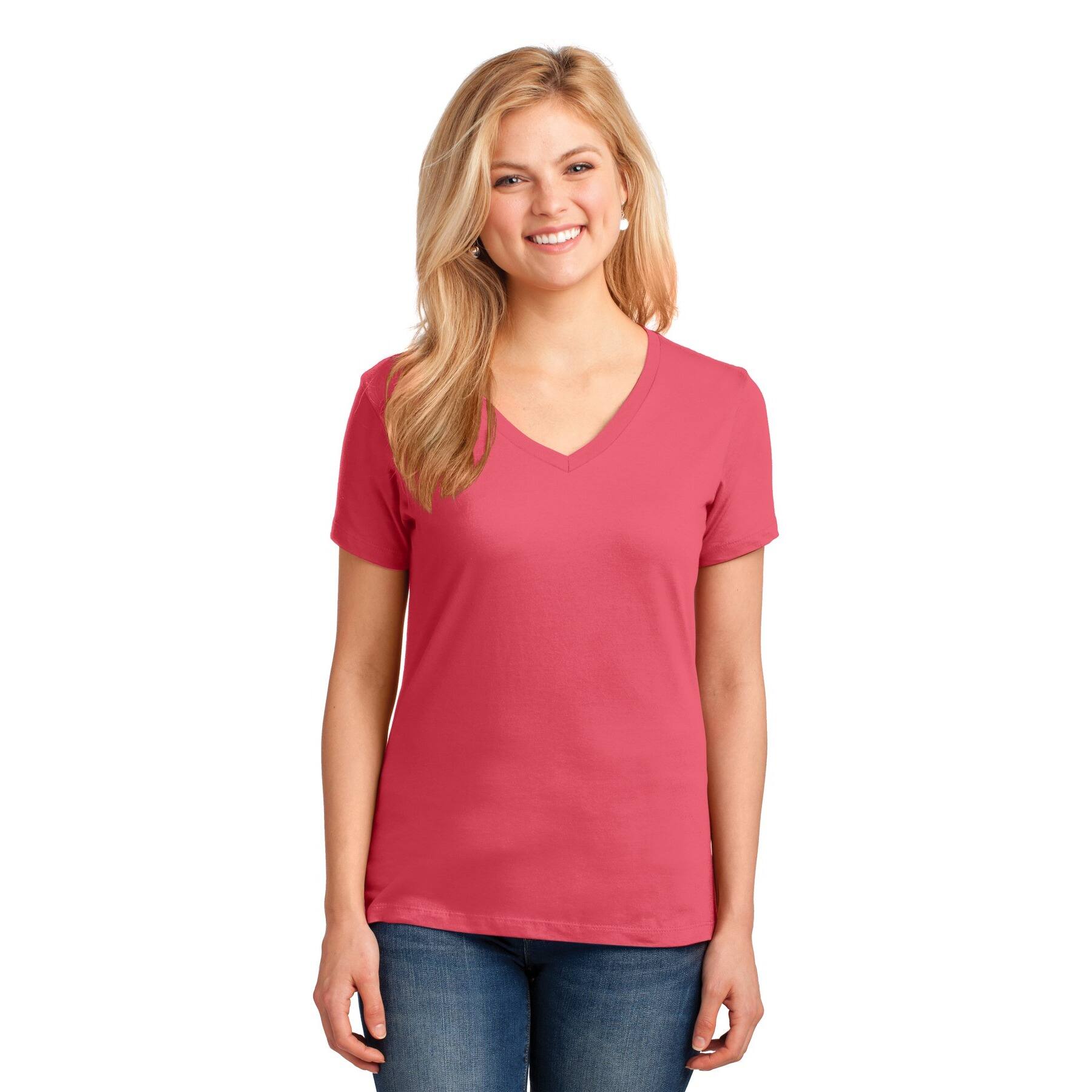 Port & Company® Brights Core Cotton V-Neck Ladies T-Shirt
