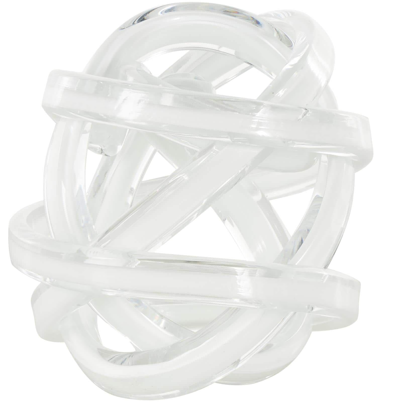 7" White Glass Knot Twisted Sculpture