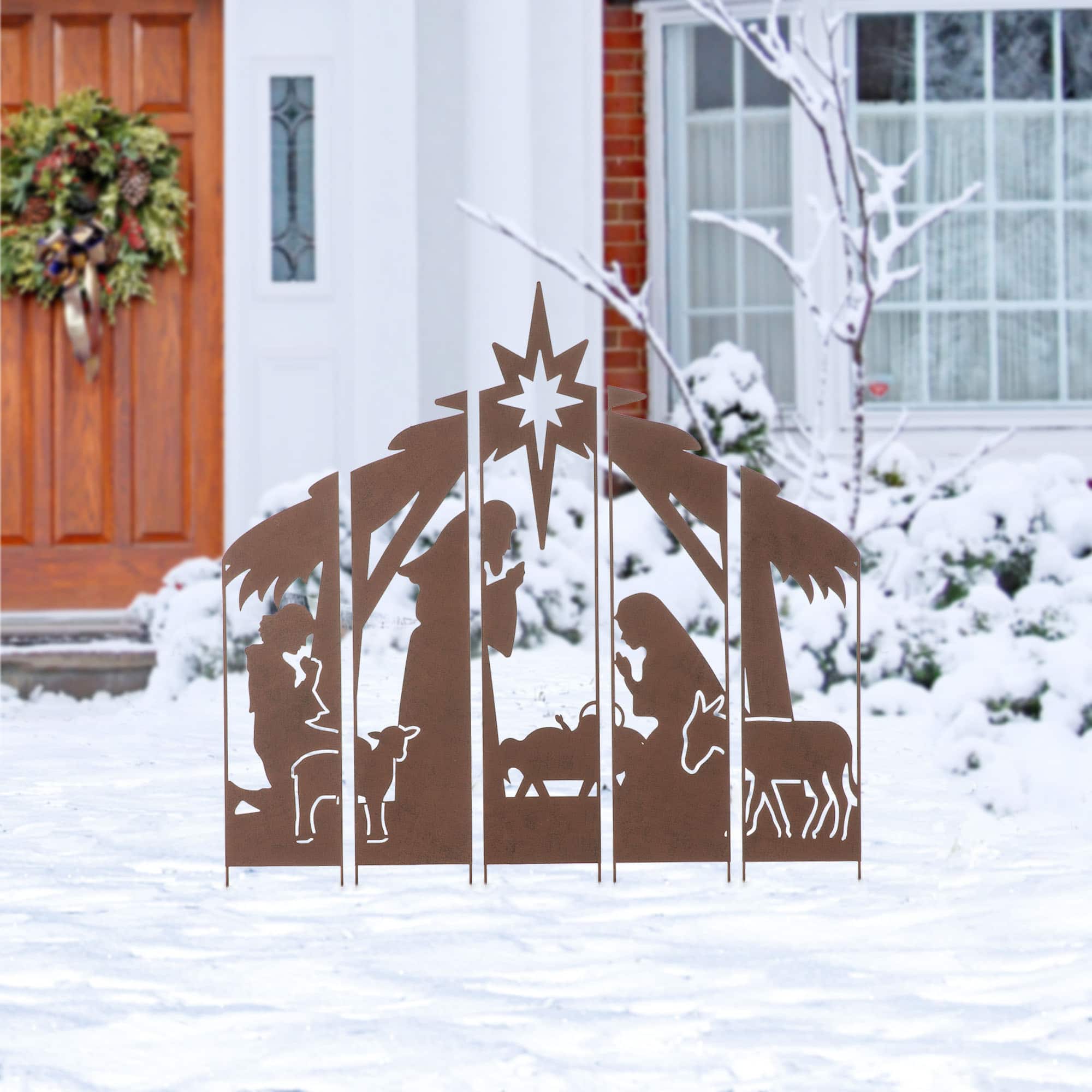 Glitzhome&#xAE; 41.5&#x27;&#x27; Metal Nativity Combo Yardstake