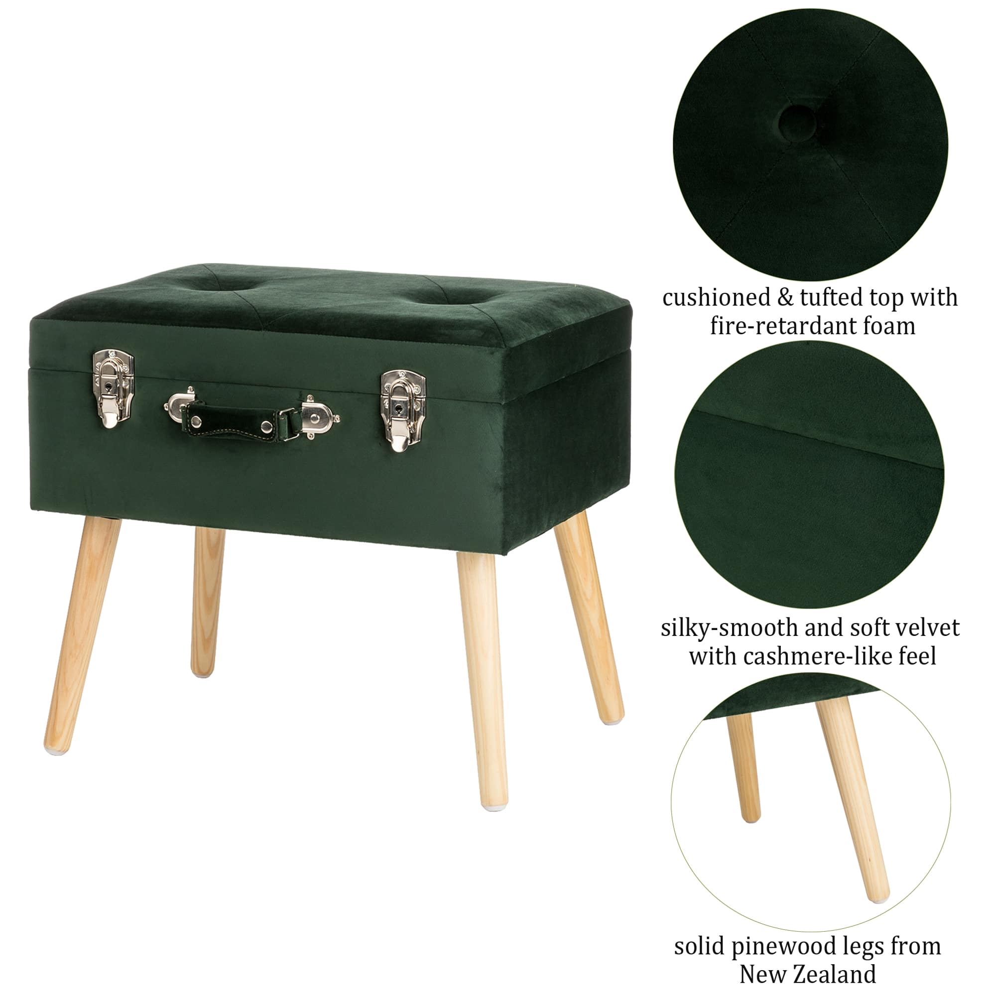 Glitzhome&#xAE; Velvet Upholstered Storage Stool