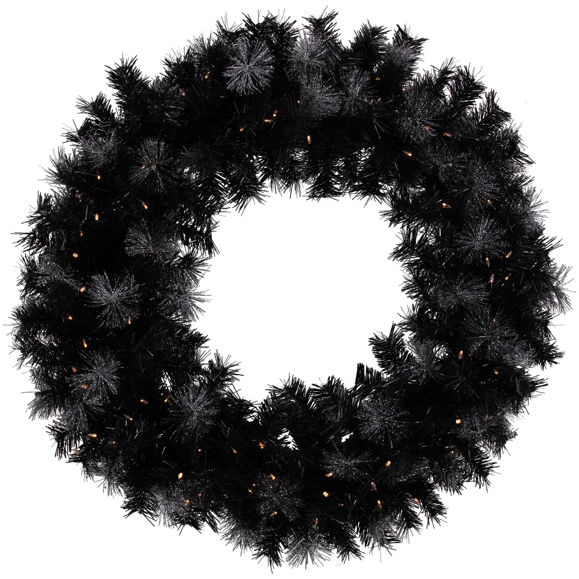 36" LED Black Bristle Artificial Christmas Wreath