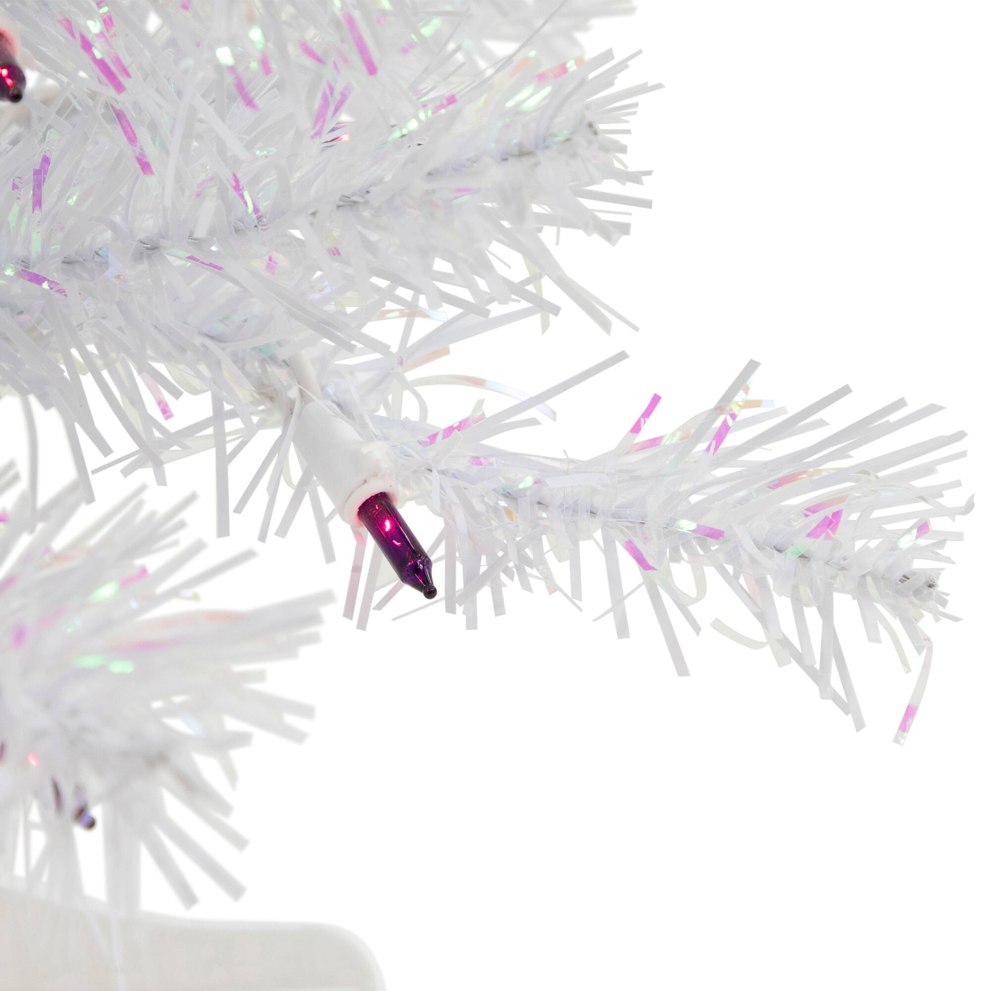 2ft. Pre-Lit White Rockport Pine Artificial Christmas Tree, Purple Lights