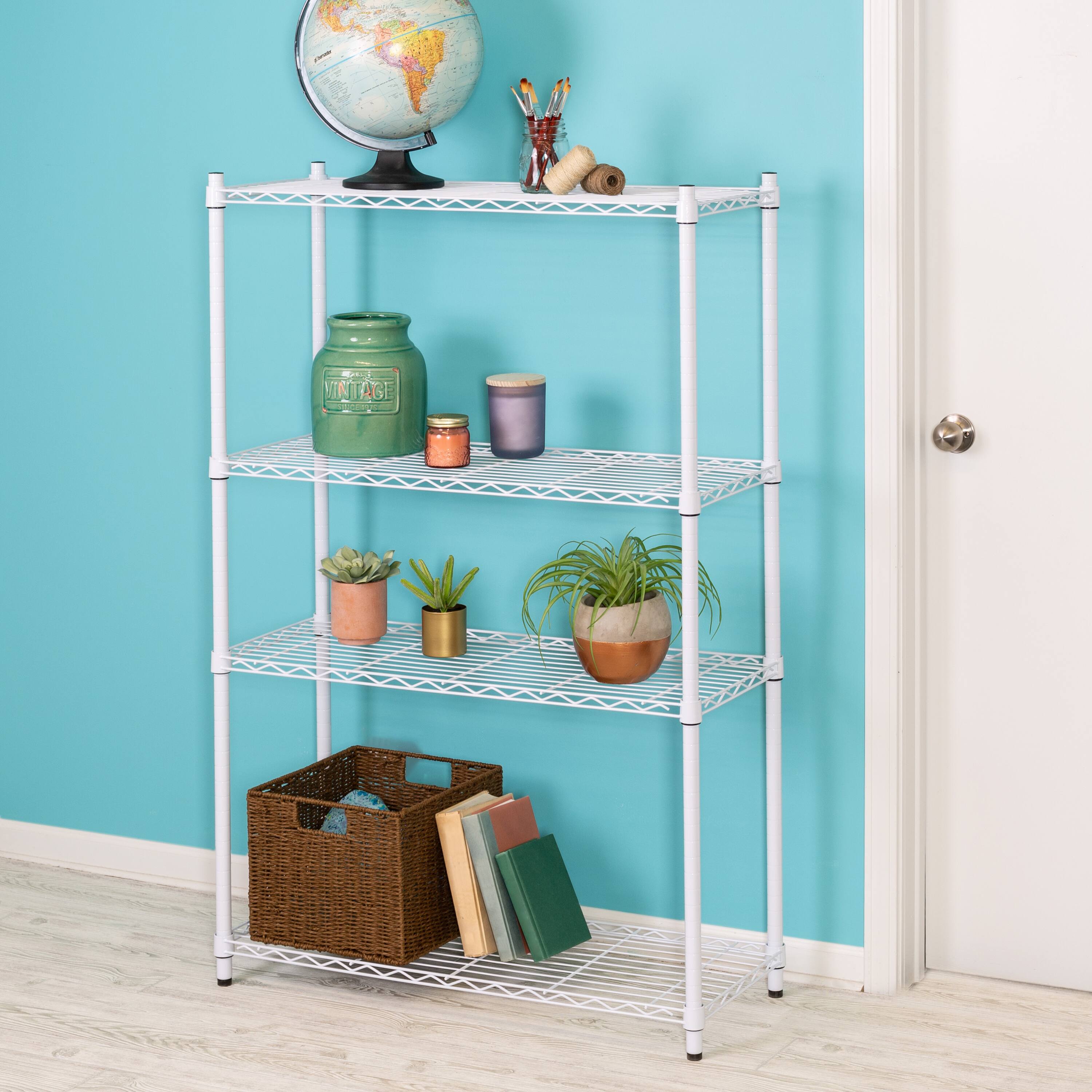 Honey Can Do White 4-Tier Heavy-Duty Adjustable Shelving Unit
