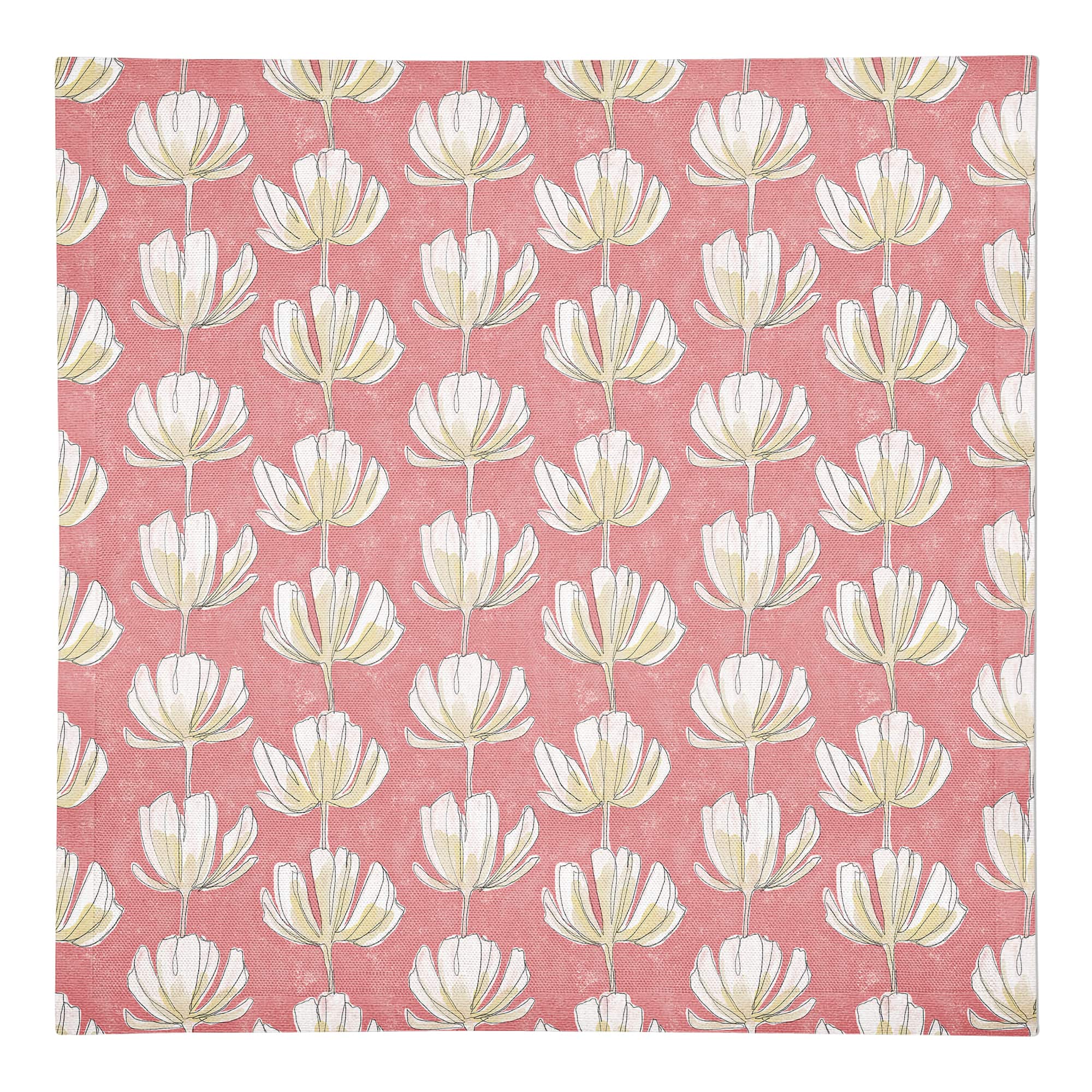 Pink Floral Pattern 10&#x22; x 10&#x22; Cotton Twill Napkin