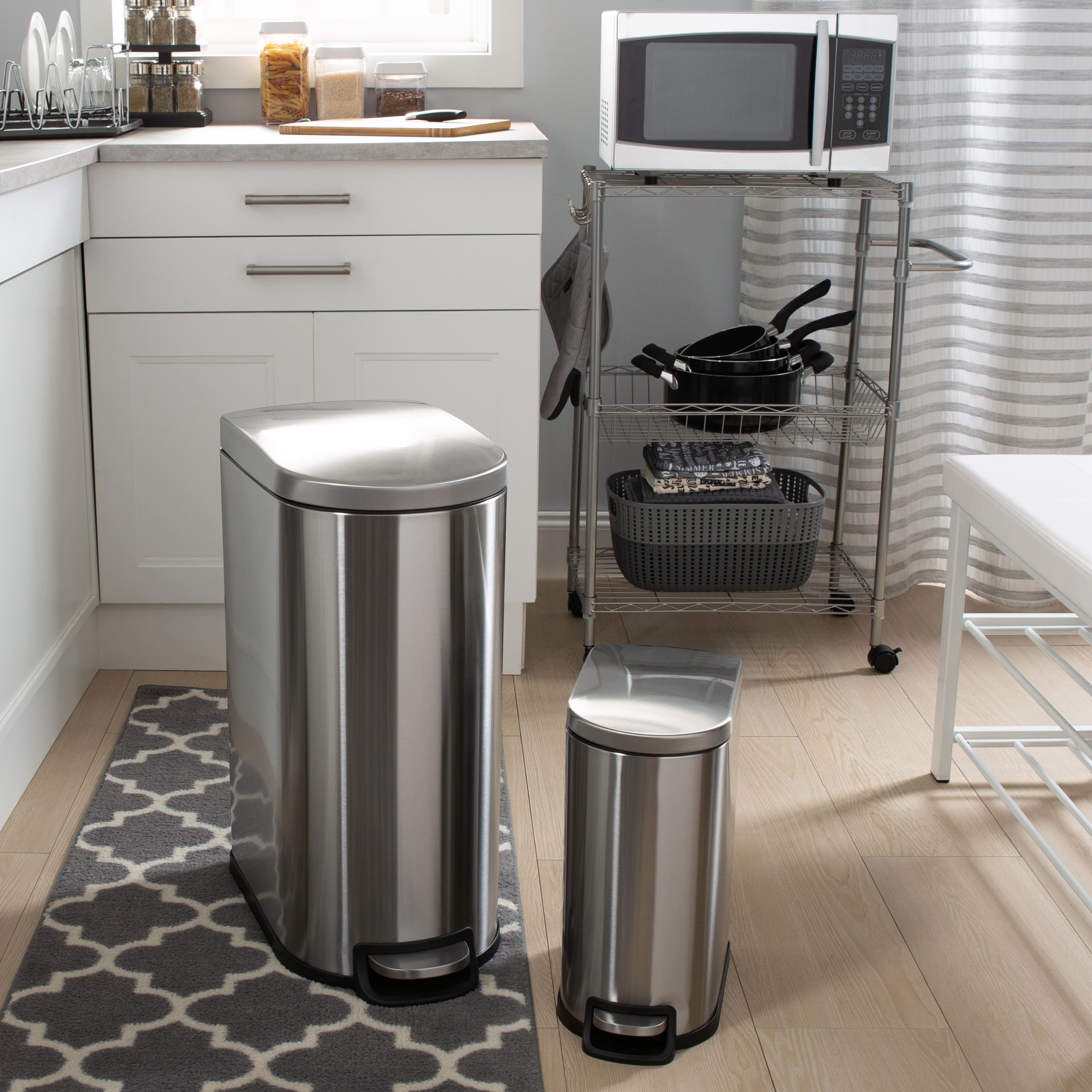 Organize It All 2 Pack Stainless Steel Trash Bins