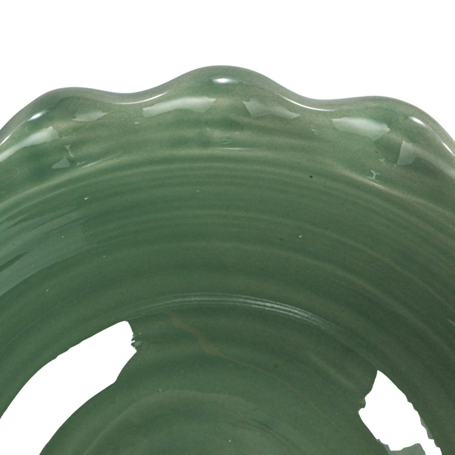 Hello Honey® 10" Blue, Green & Cream Stoneware Bowl with Scalloped Edge Set