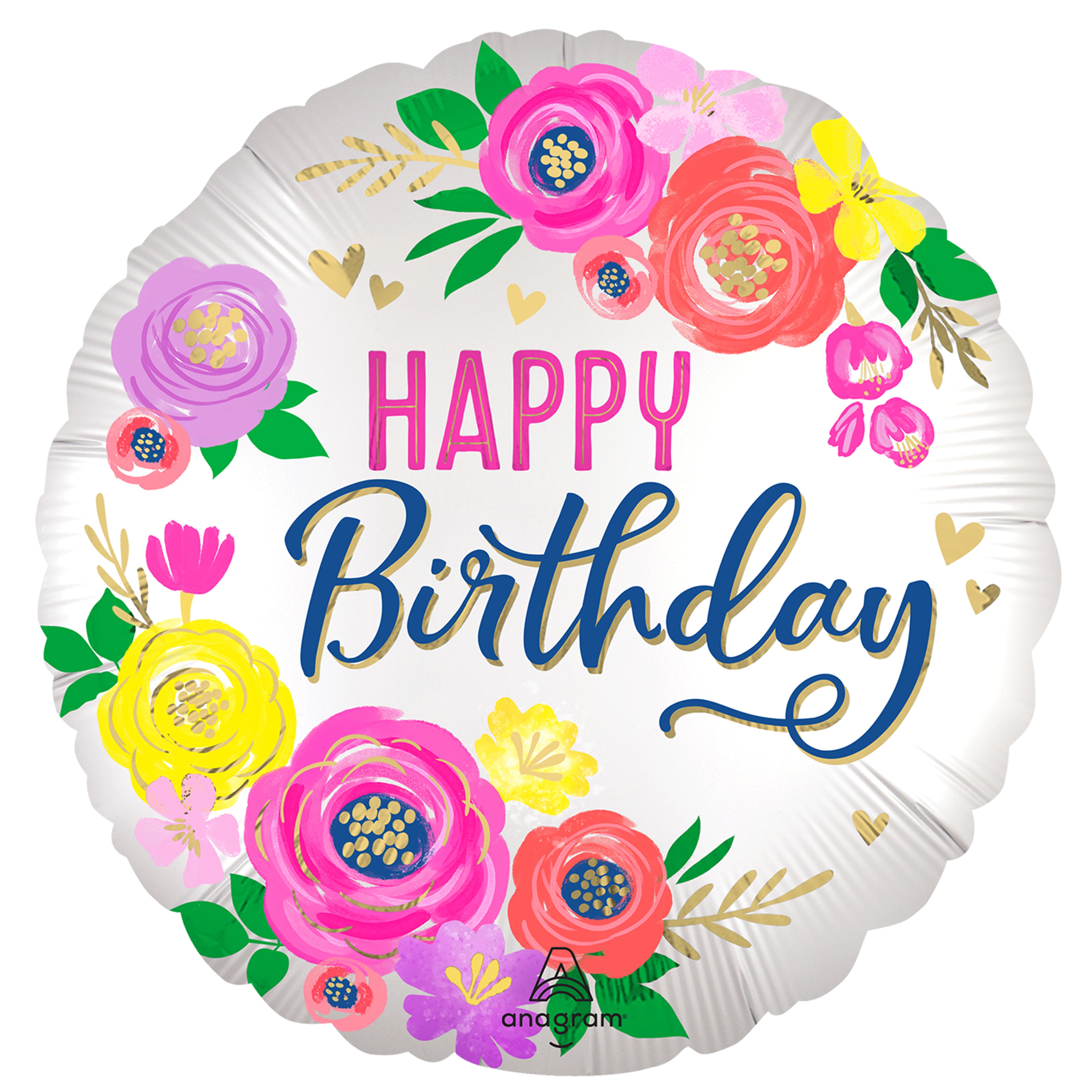 18&#x22; Satin Artful Floral Birthday Balloon
