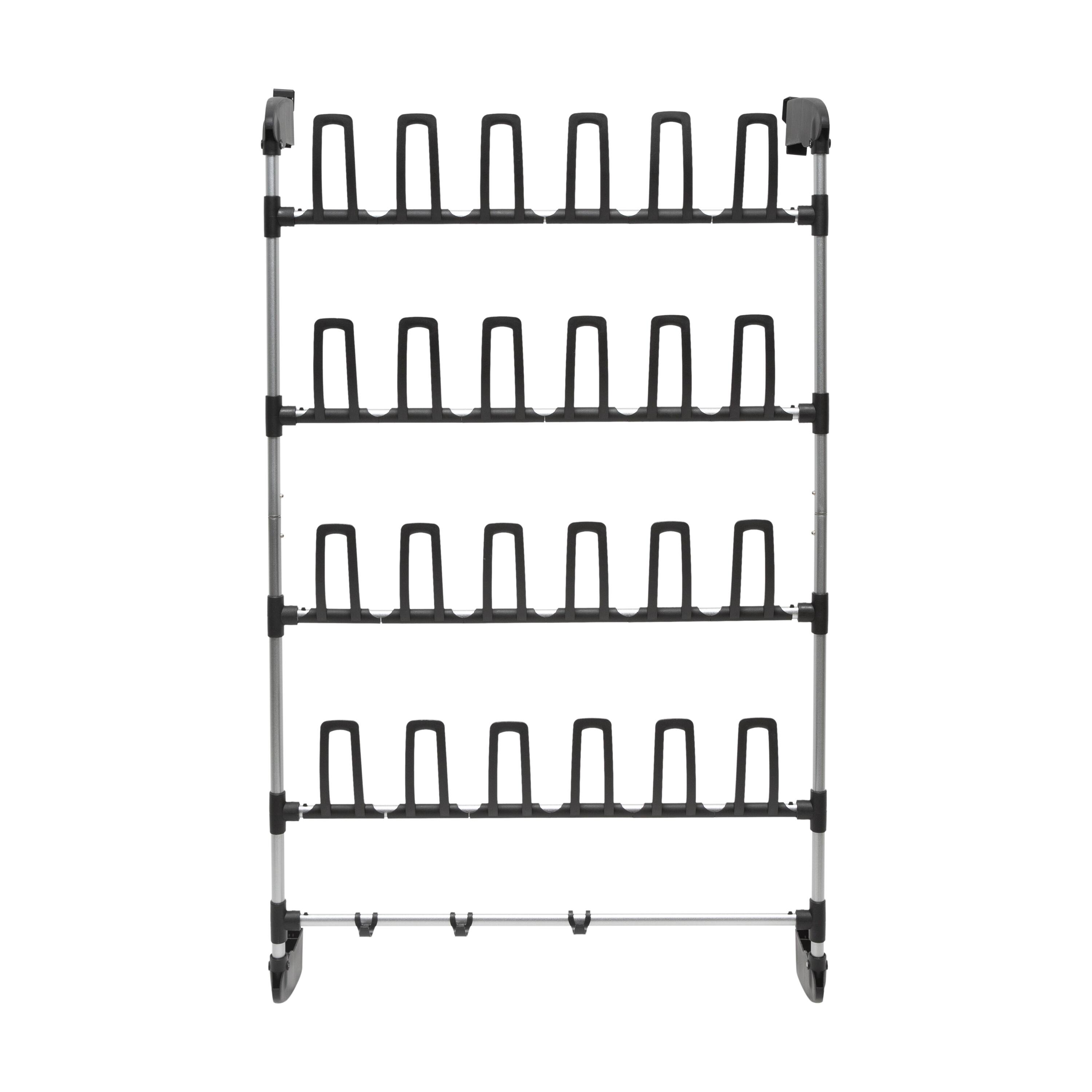 Organize It All 12 Pair Over the Door Shoe Rack with Accessory Hooks