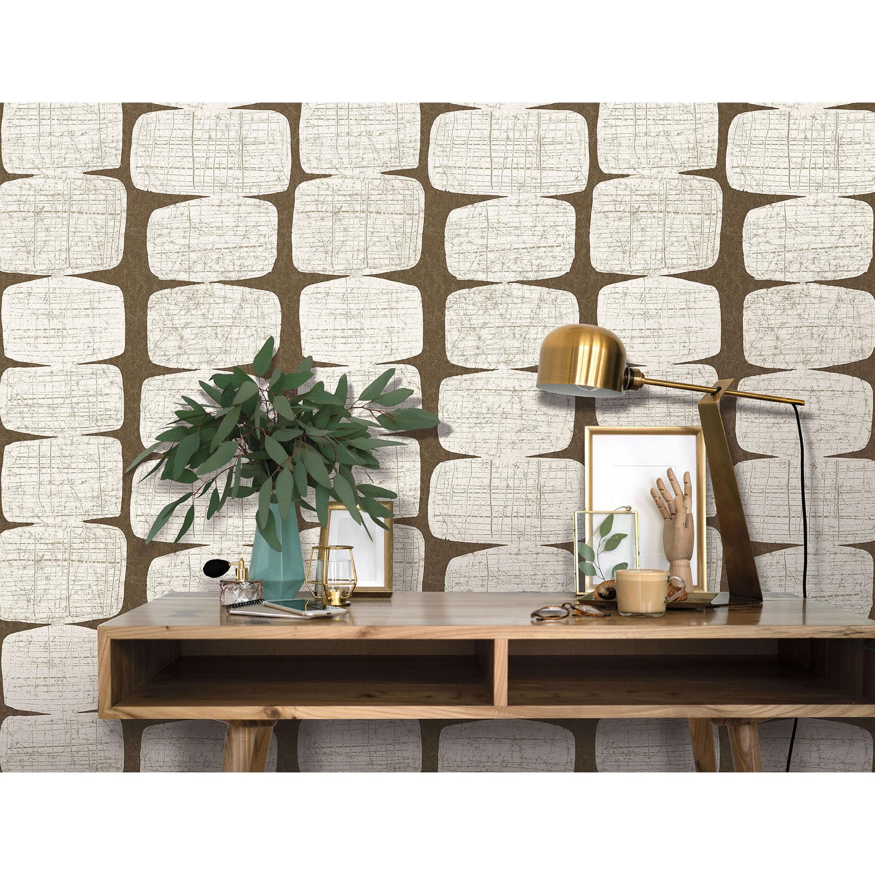 RoomMates Brown Mid-Century Beads Peel &#x26; Stick Wallpaper