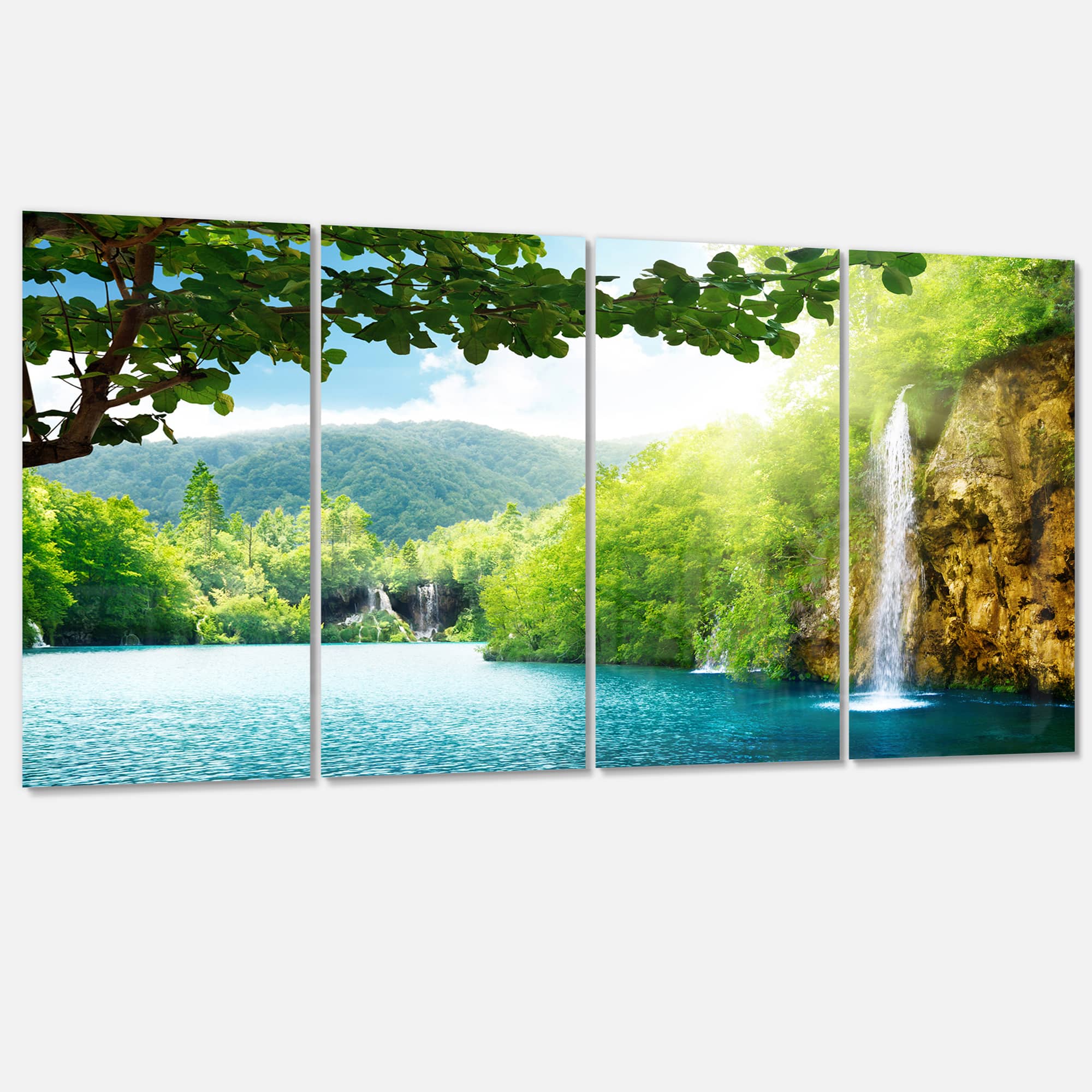 Designart - Waterfall in Deep Forest