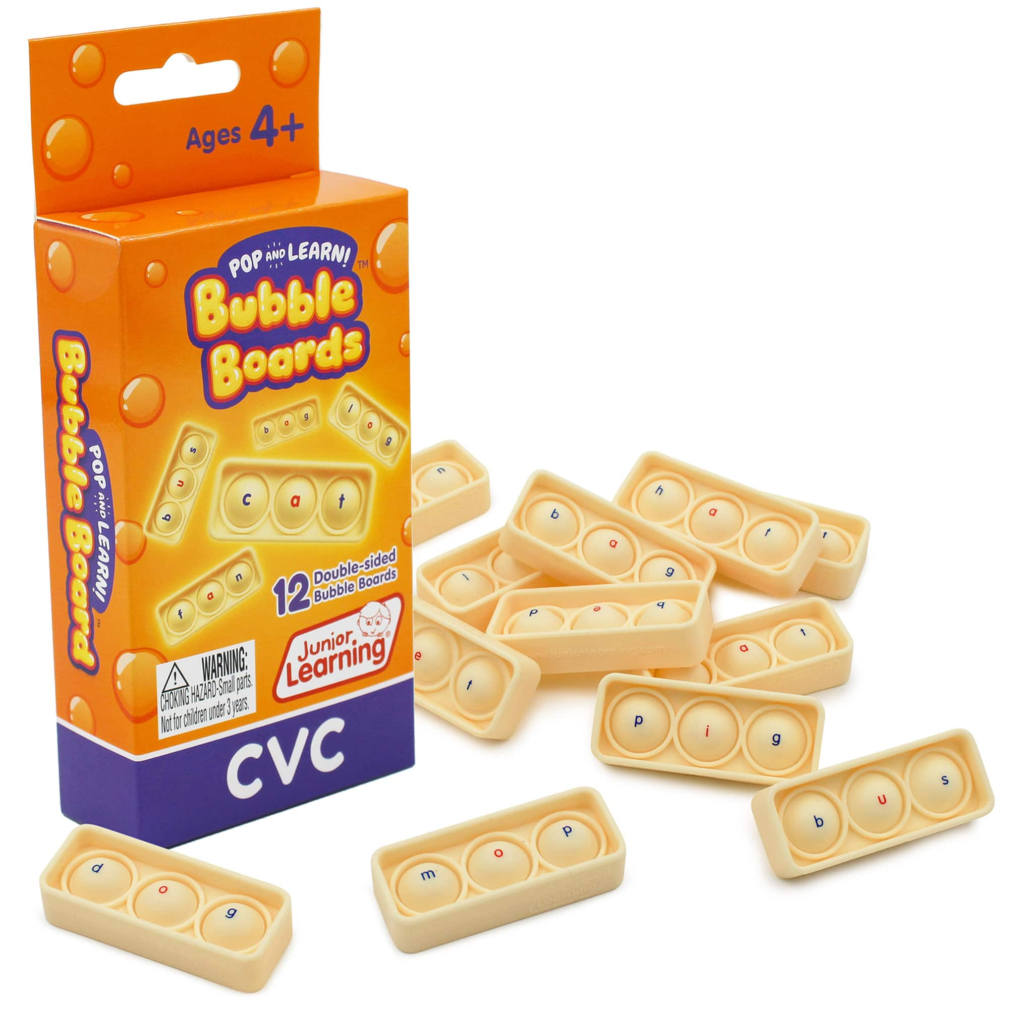 Junior Learning&#xAE; Pop &#x26; Learn Bubble Boards CVC Interactive Phonics Pre-K to Grade 1 Game