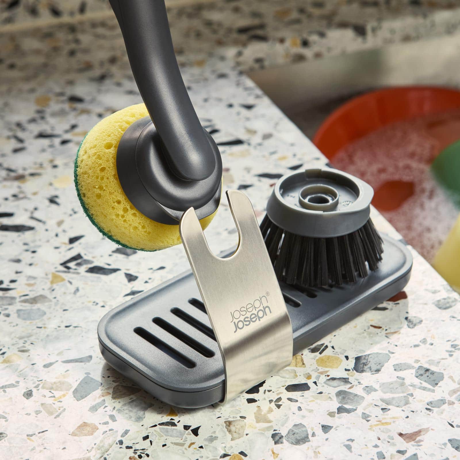 Joseph Joseph SinkTech Dish Brush & Sponge Set with Storage Stand