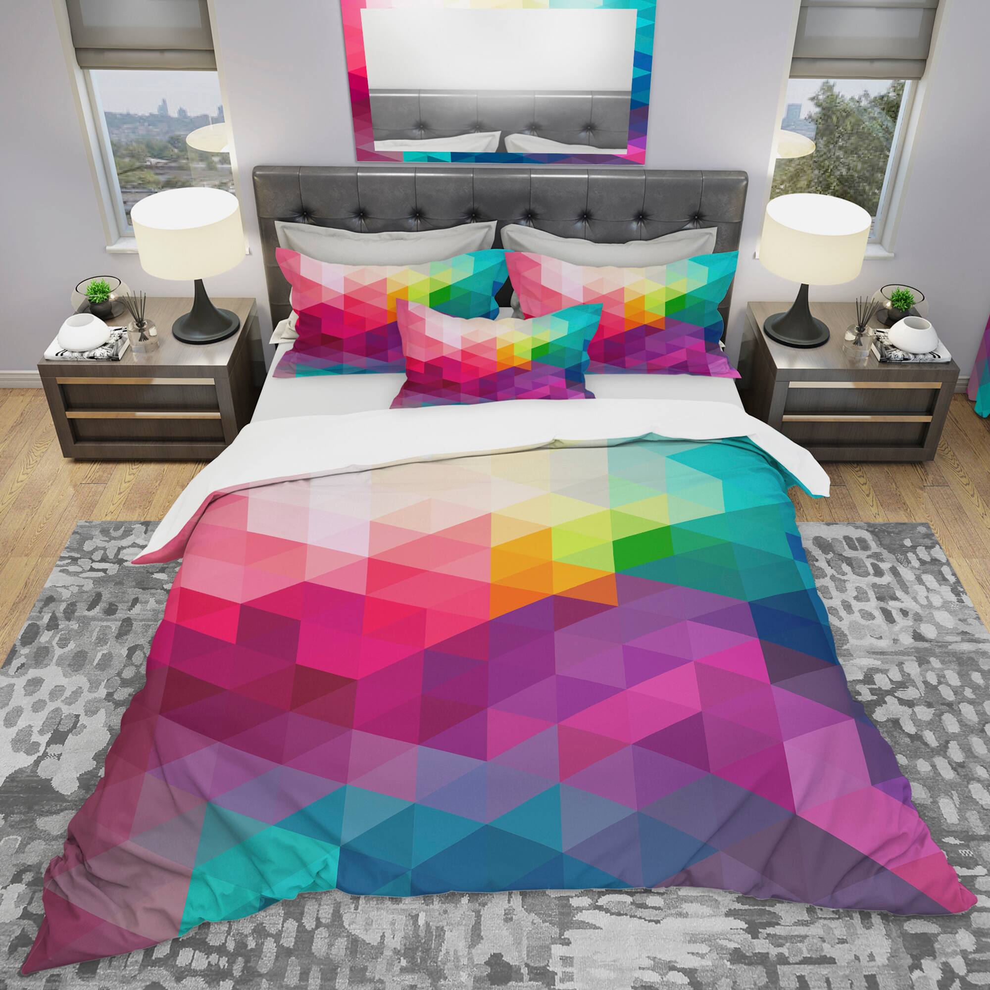 Designart &#x27;Abstract Colorful Pattern&#x27; Modern Bedding Set - Duvet Cover &#x26; Shams