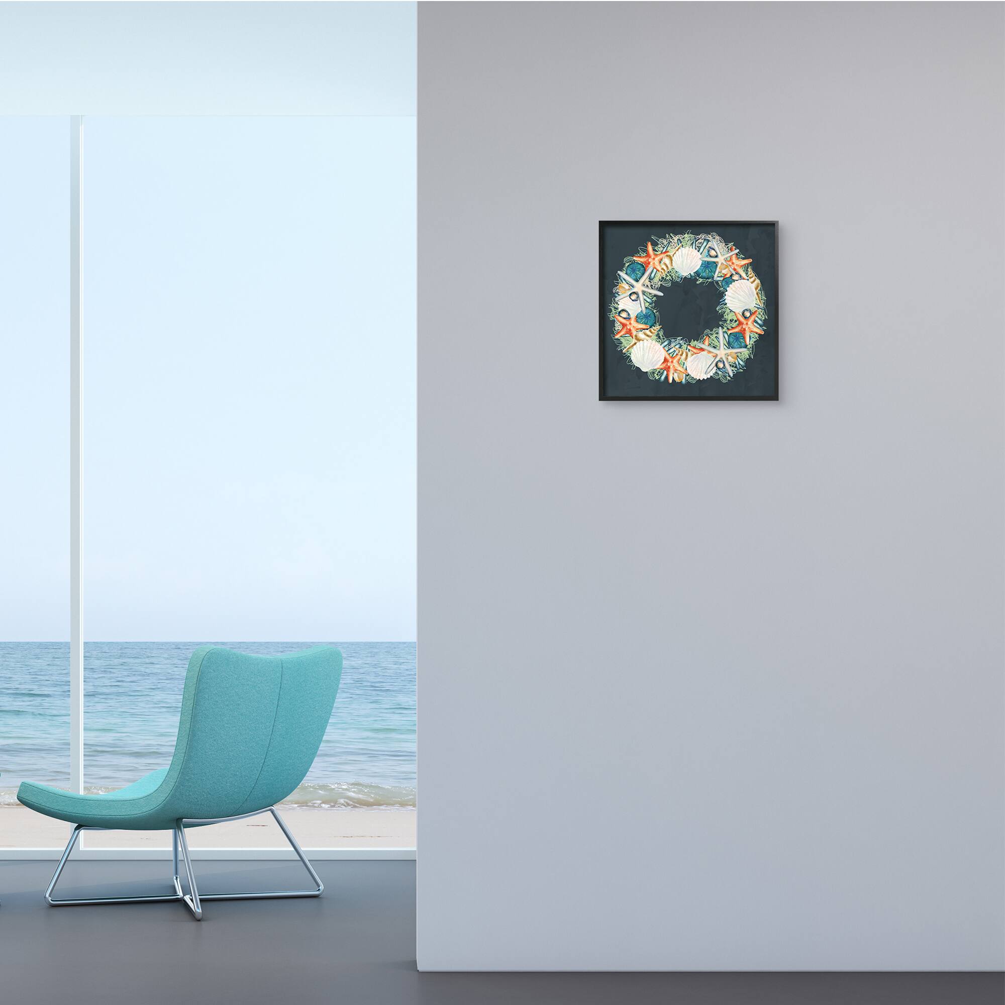 Stupell Industries Starfish and Nautical Sea Shell Wreath, 12" x 12"