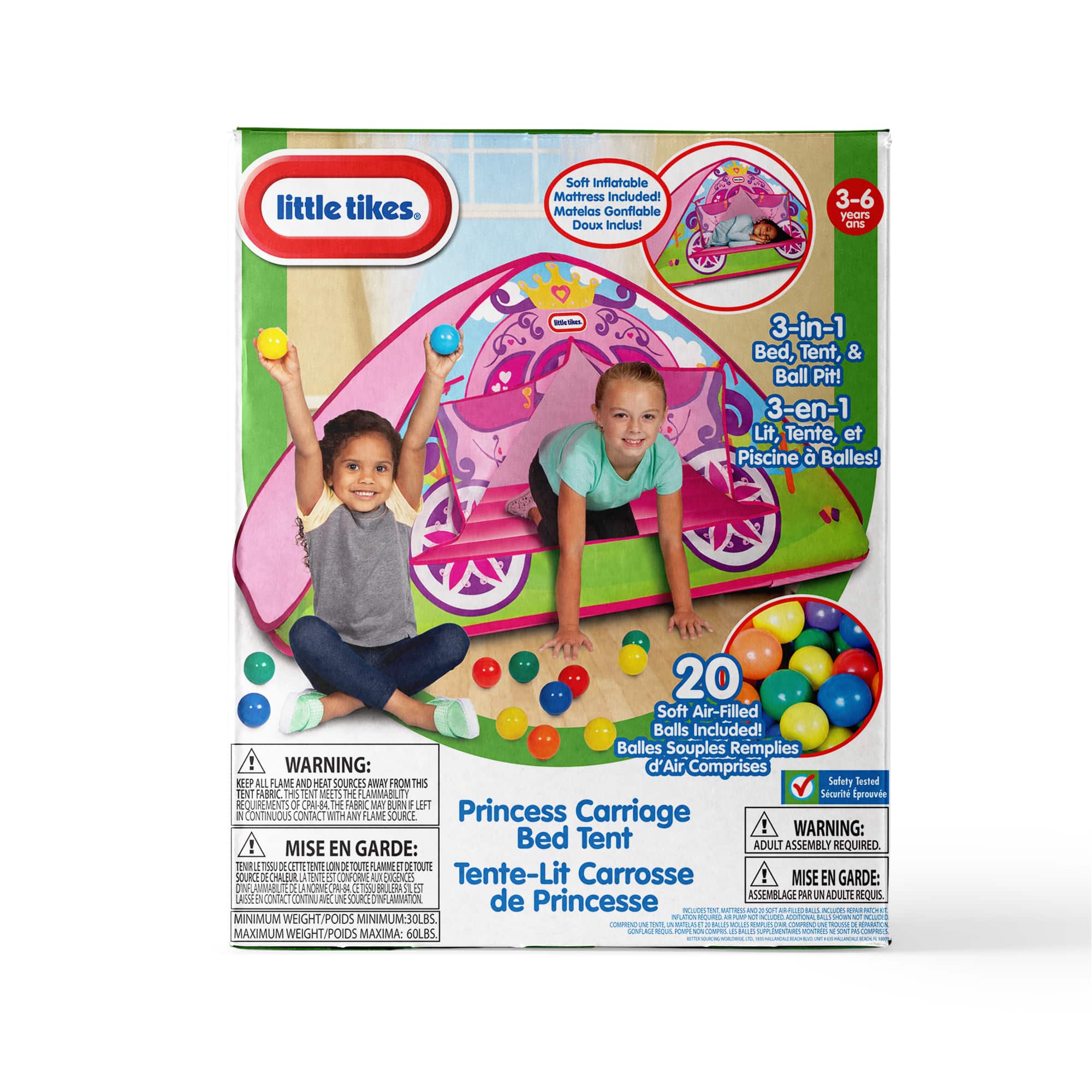 Little Tikes Enchanted Princess Carriage 3-in-1 Bed, Tent, & Ball Pit