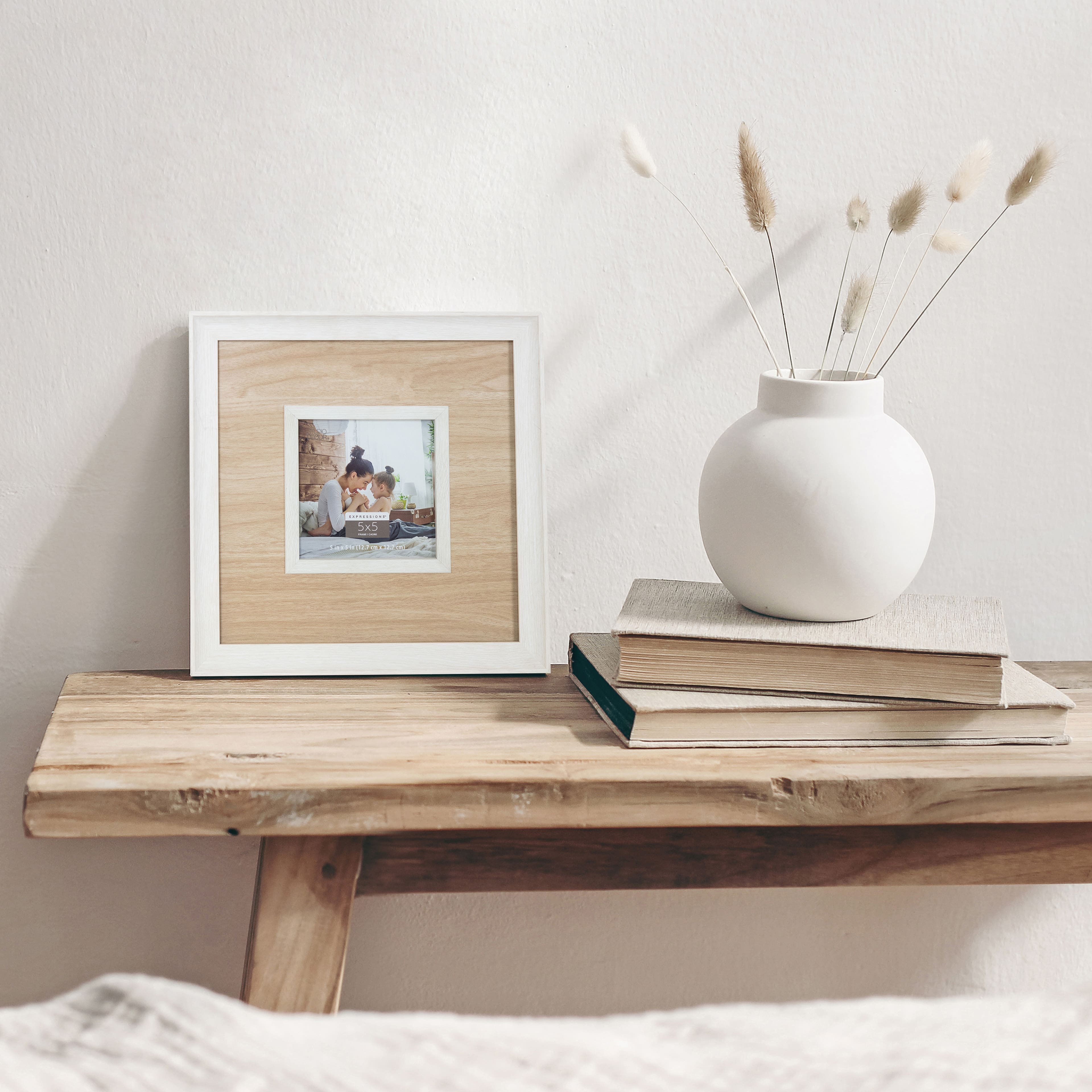 White 5&#x22; x 5&#x22; Frame with Natural Wood Grain Mat, Expressions&#x2122; by Studio D&#xE9;cor&#xAE;