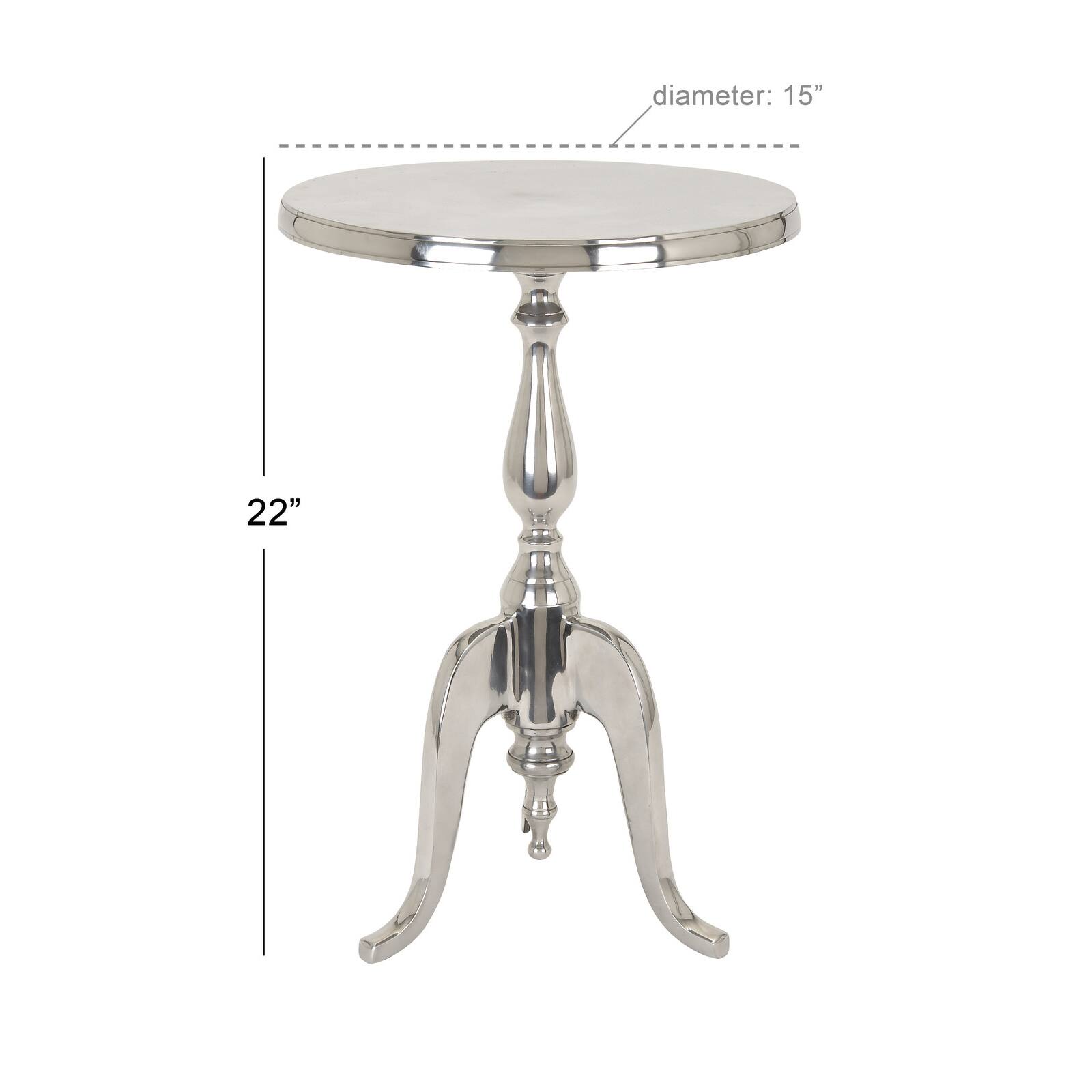 22&#x27;&#x27; Silver Aluminum Traditional Accent Table