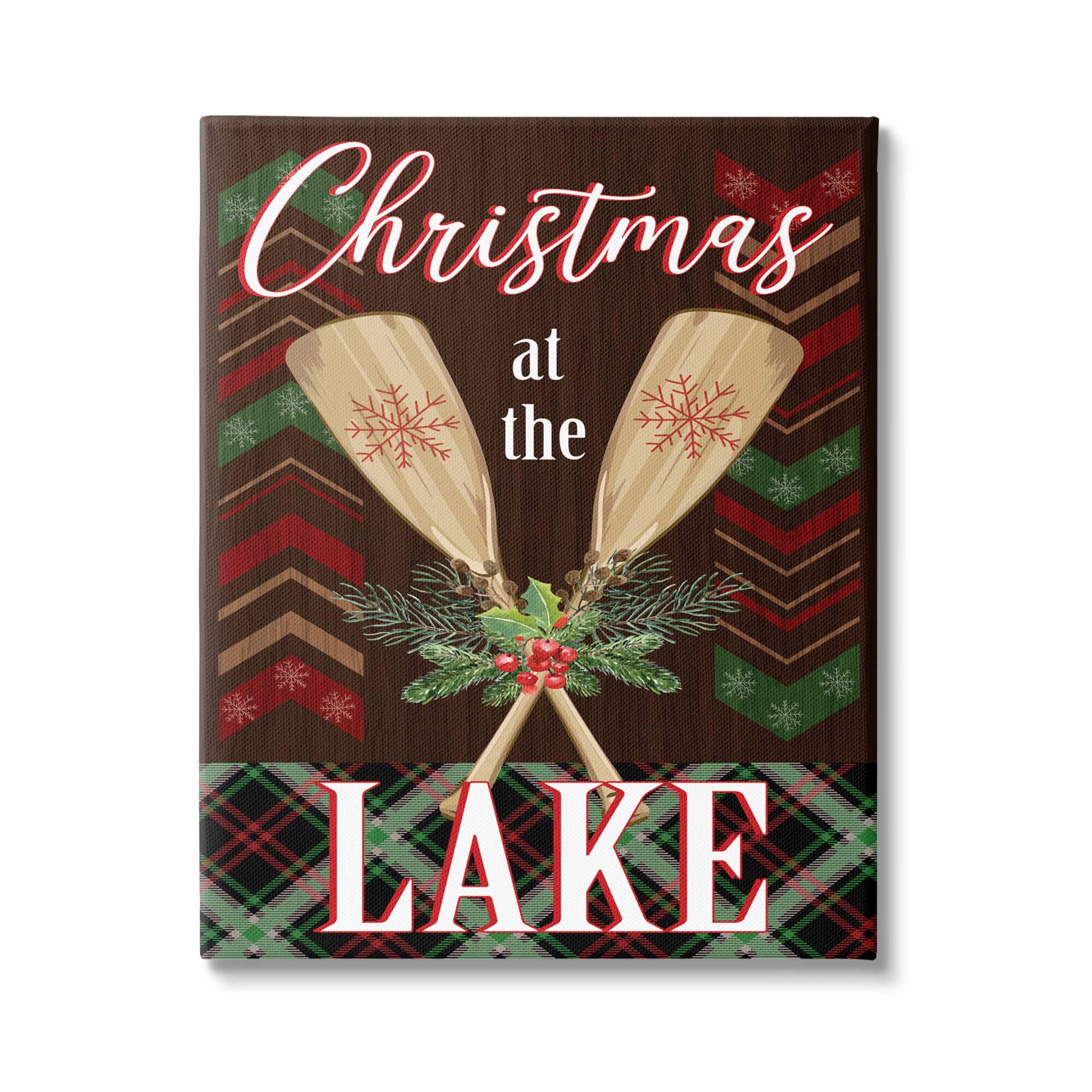 Stupell Industries Christmas At Lake Seasonal Oars Framed Giclee Art