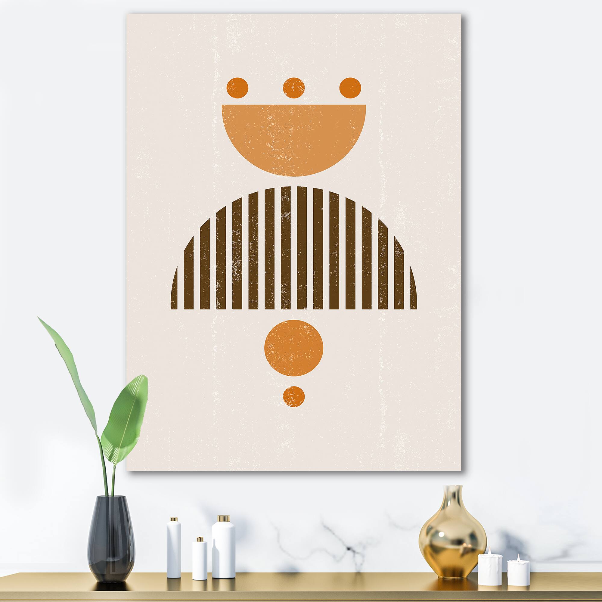 Designart - Abstract Minimal Sun and Moon In Earth Tones II
