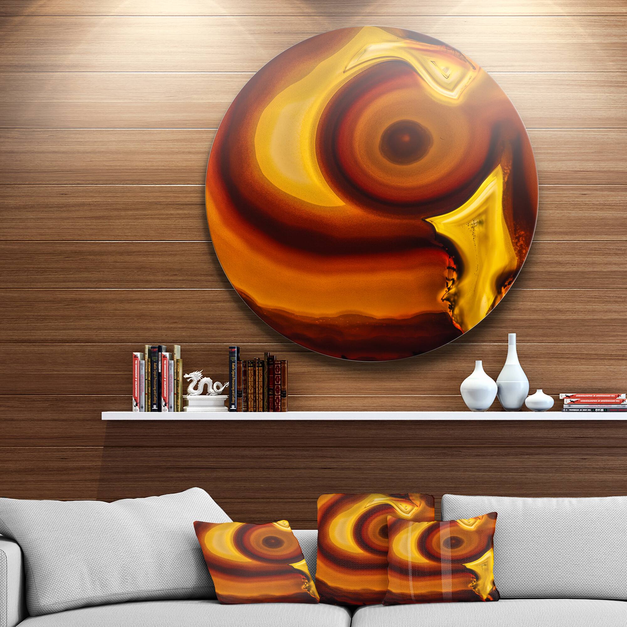 Designart - Agate Geode Slice Macro' Disc Abstract Metal Circle Wall Art Print
