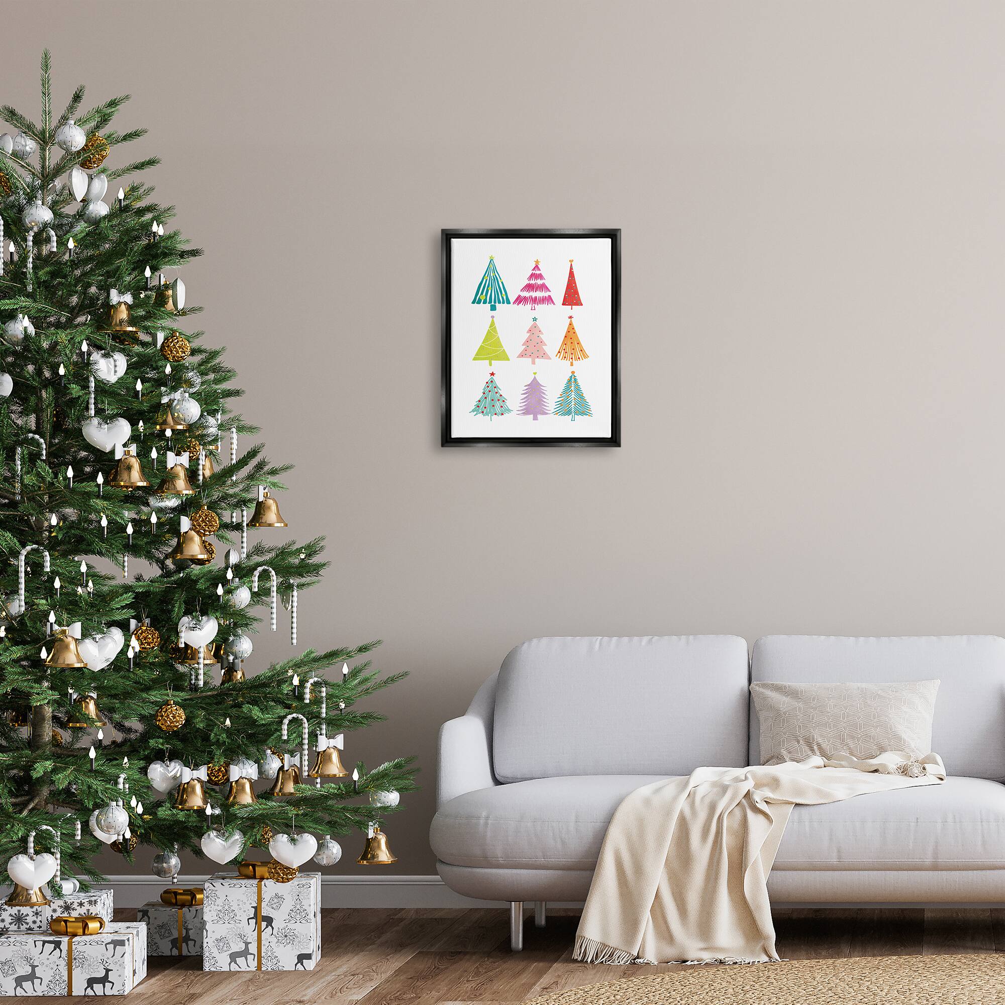 Stupell Industries Varied Fun Christmas Trees Framed Floater Canvas Wall Art