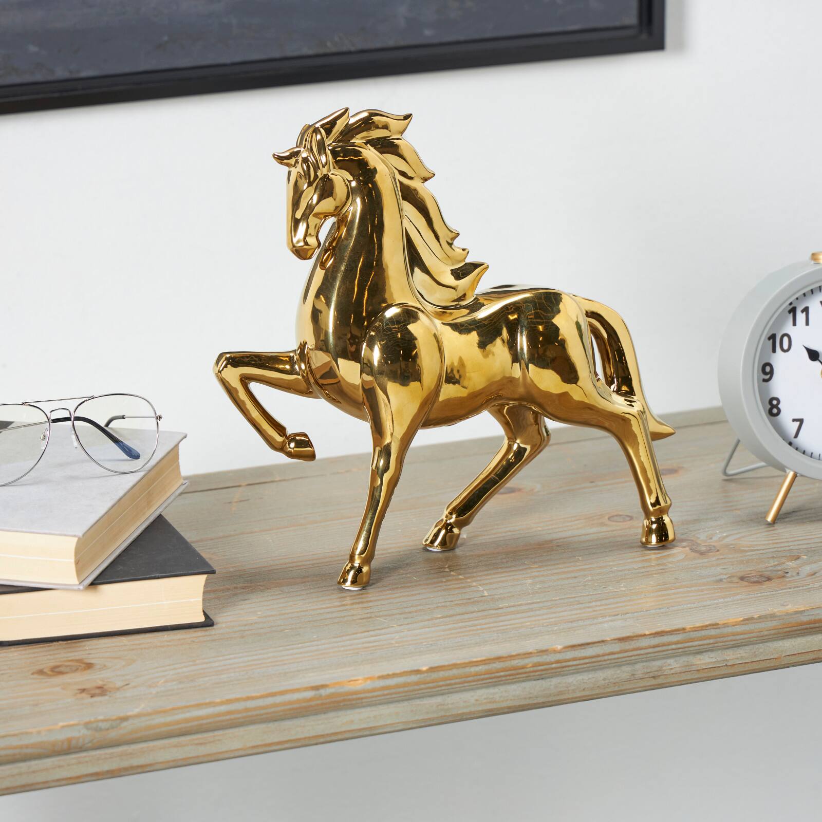 12&#x22; Ceramic Prancing Horse Sculpture