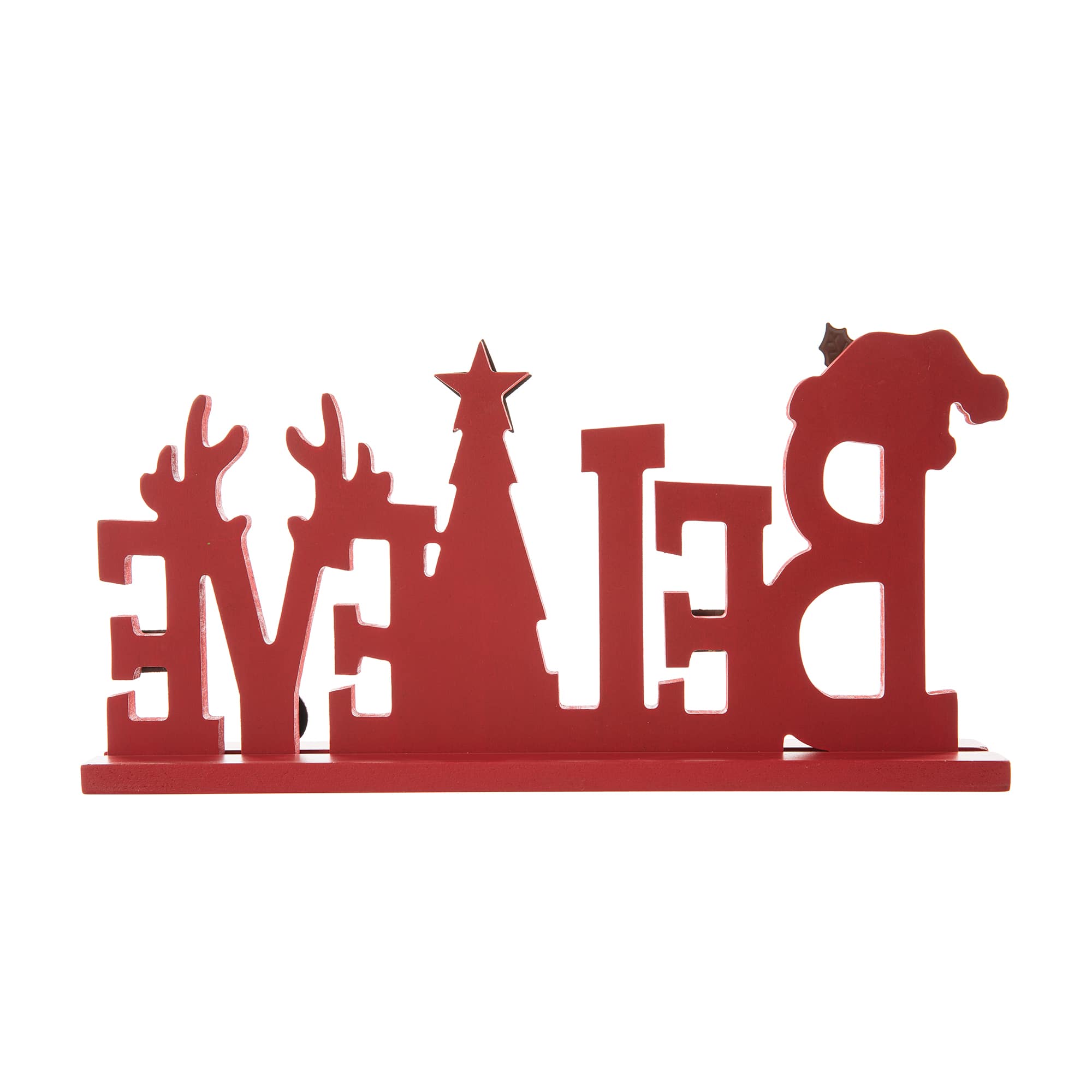 Glitzhome® 14'' BELIEVE Wooden Christmas Table Décor