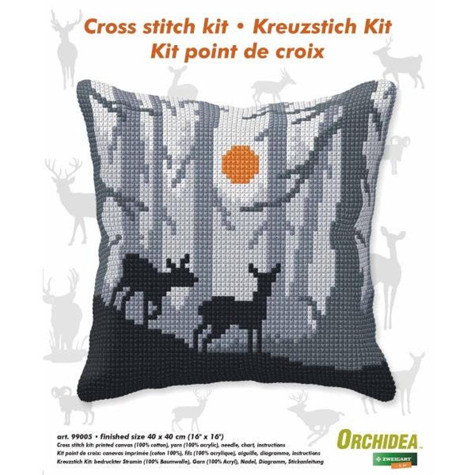 Orchidea Cushion Cross Stitch Kit Forest At Night