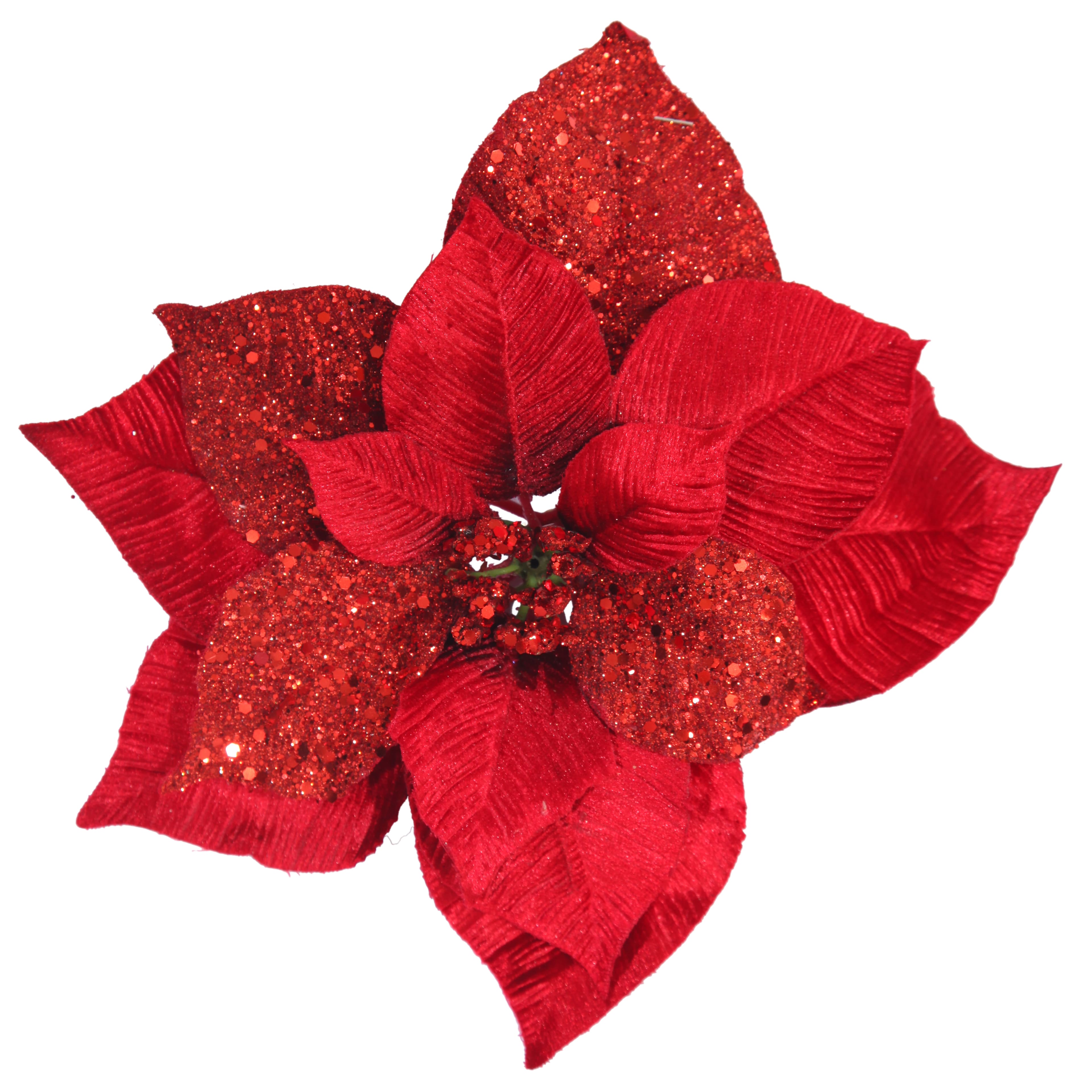 9.5&#x22; Red Glitter Poinsettia Clip by Ashland&#xAE;